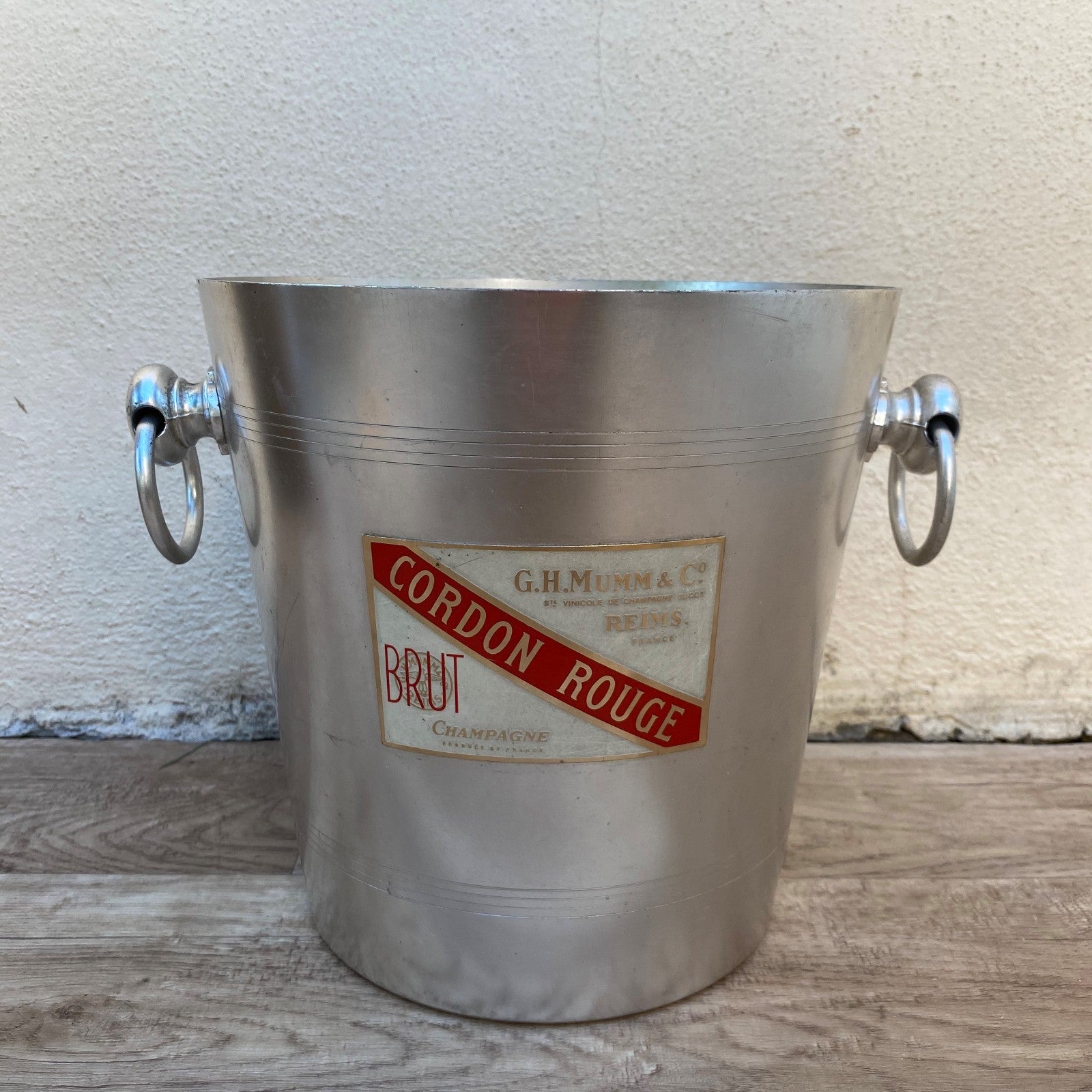 French Vintage Mumm Cordon Rouge Champagne Ice Bucket Silver Metal 04072612 Rothschild
