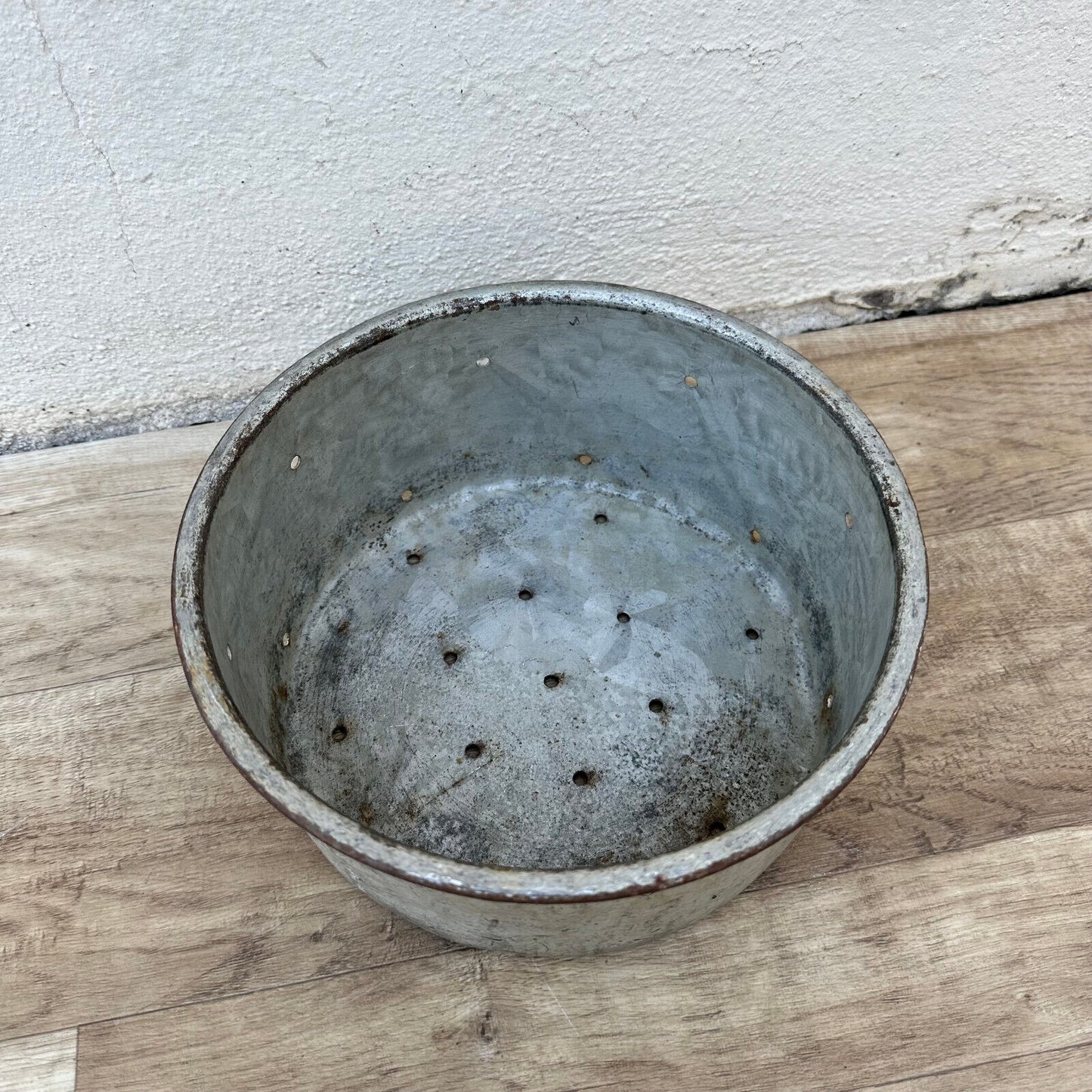 BIG Vintage Antique glazed French metal Cheese roquefort Strainer mold 0706237 - Fleamarketfrance