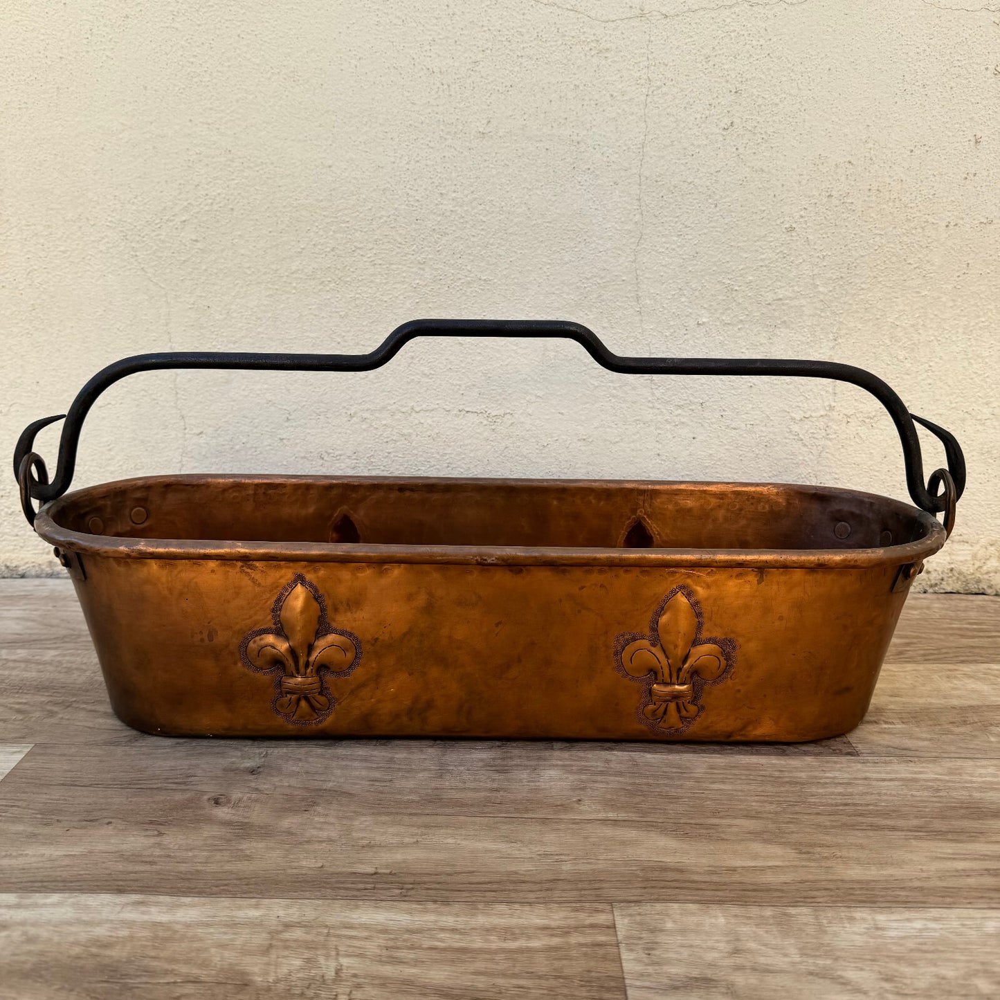 French Copper Fish Kettle Poacher Fleur de Lis Antique Steamer 1404242 Fleamarketfrance