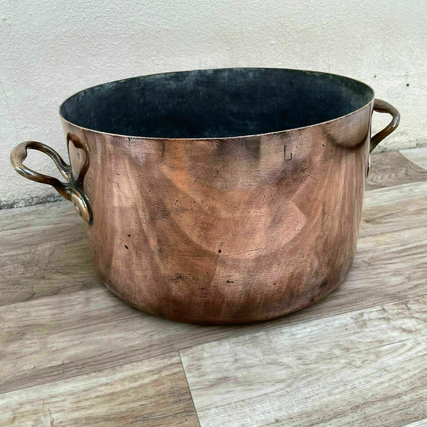 French stock pot antique dovetailed Copper Cookware 12 1/2" 1110219 - Fleamarketfrance