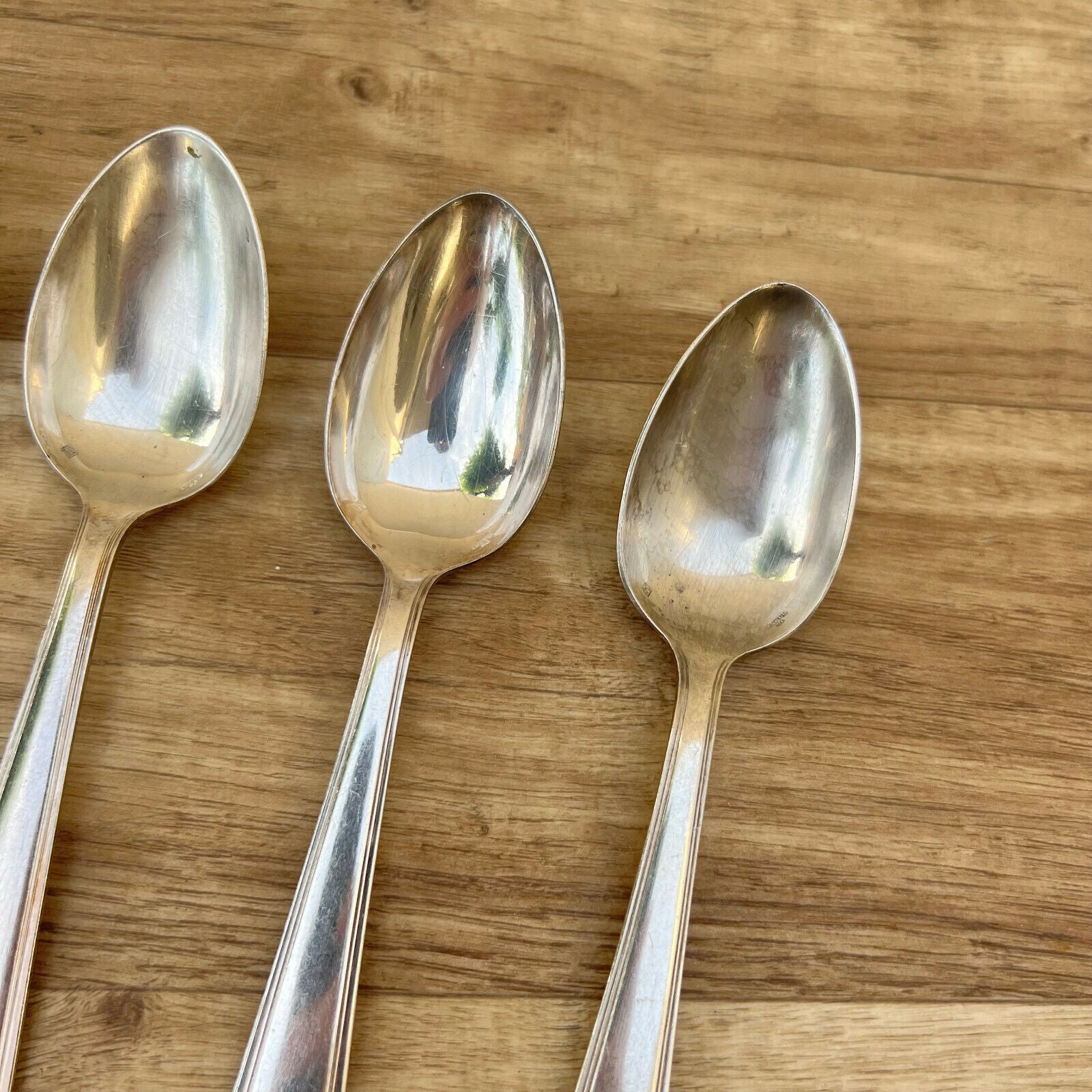 vintage french big spoons x 4 SILVER PLATE FLATWARE  ERCUIS FRANCE 2305225 - Fleamarketfrance