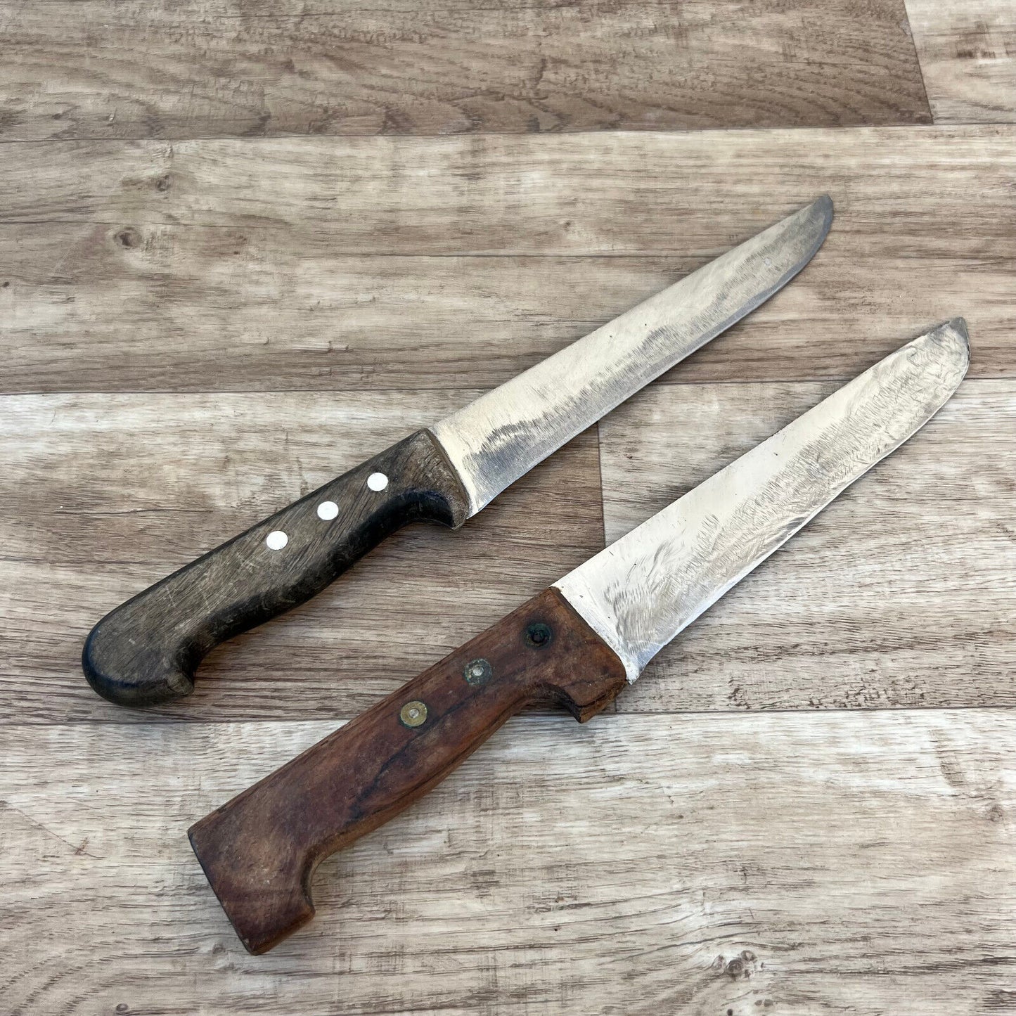 set of 2 french vintage butcher kitchen knife knives from France 13 1/4 24112416 - Fleamarketfrance