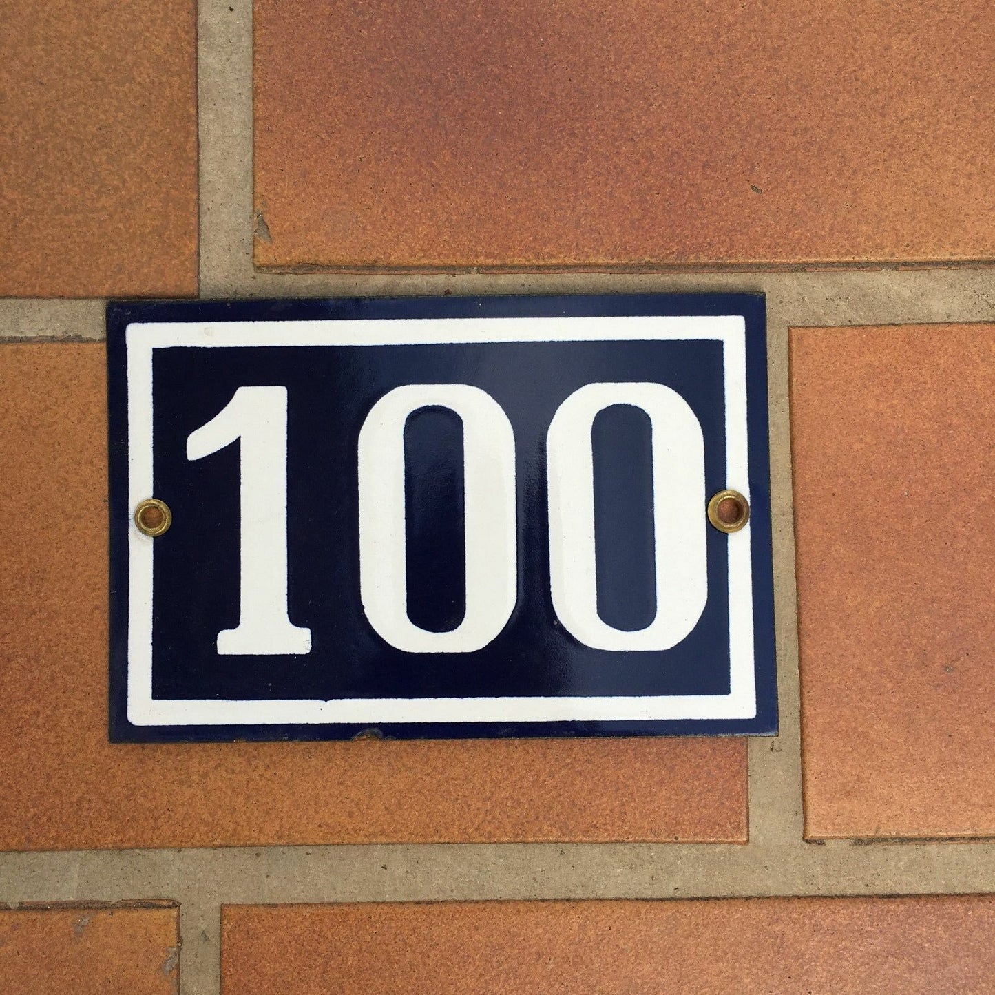 French Enamel House Number Street Sign Blue White Metal Vintage 10x15cm 100 100 Unbranded