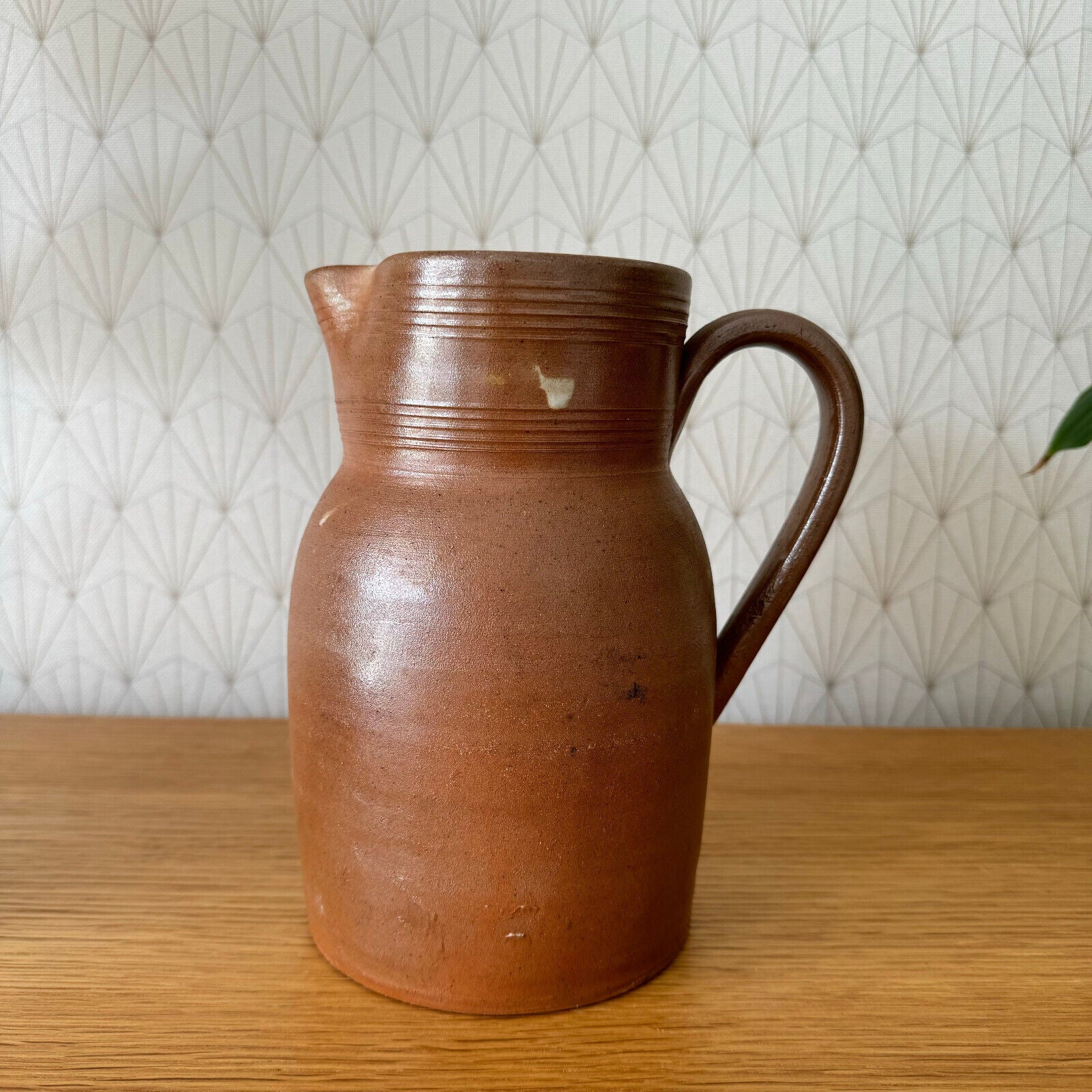 French VINTAGE STONEWARE brown pitcher 0808243 - Fleamarketfrance