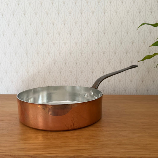 Villedieu Vintage Paris France saute Pan 9 1/2" Vtg Copper Cookware 0810254