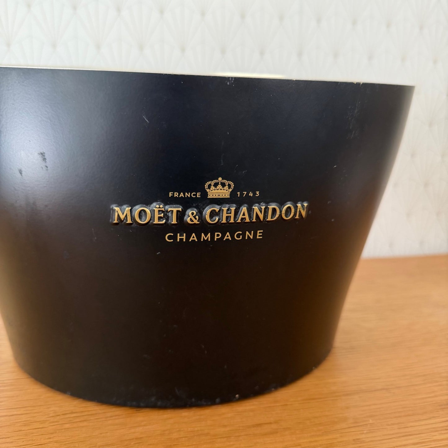 French Champagne Ice Bucket Black Metal Wine Cooler Moet chandon 04092611
