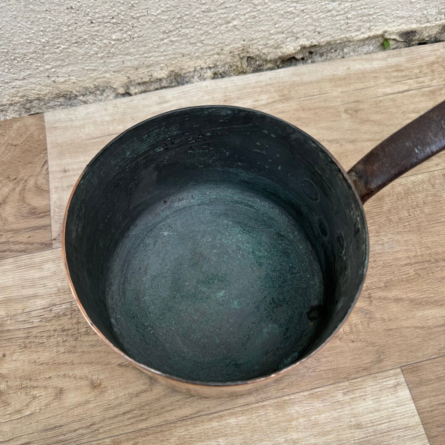 OLD copper pan French tin lining MAGASINS DU LOUVRE PARIS 19092417 - Fleamarketfrance