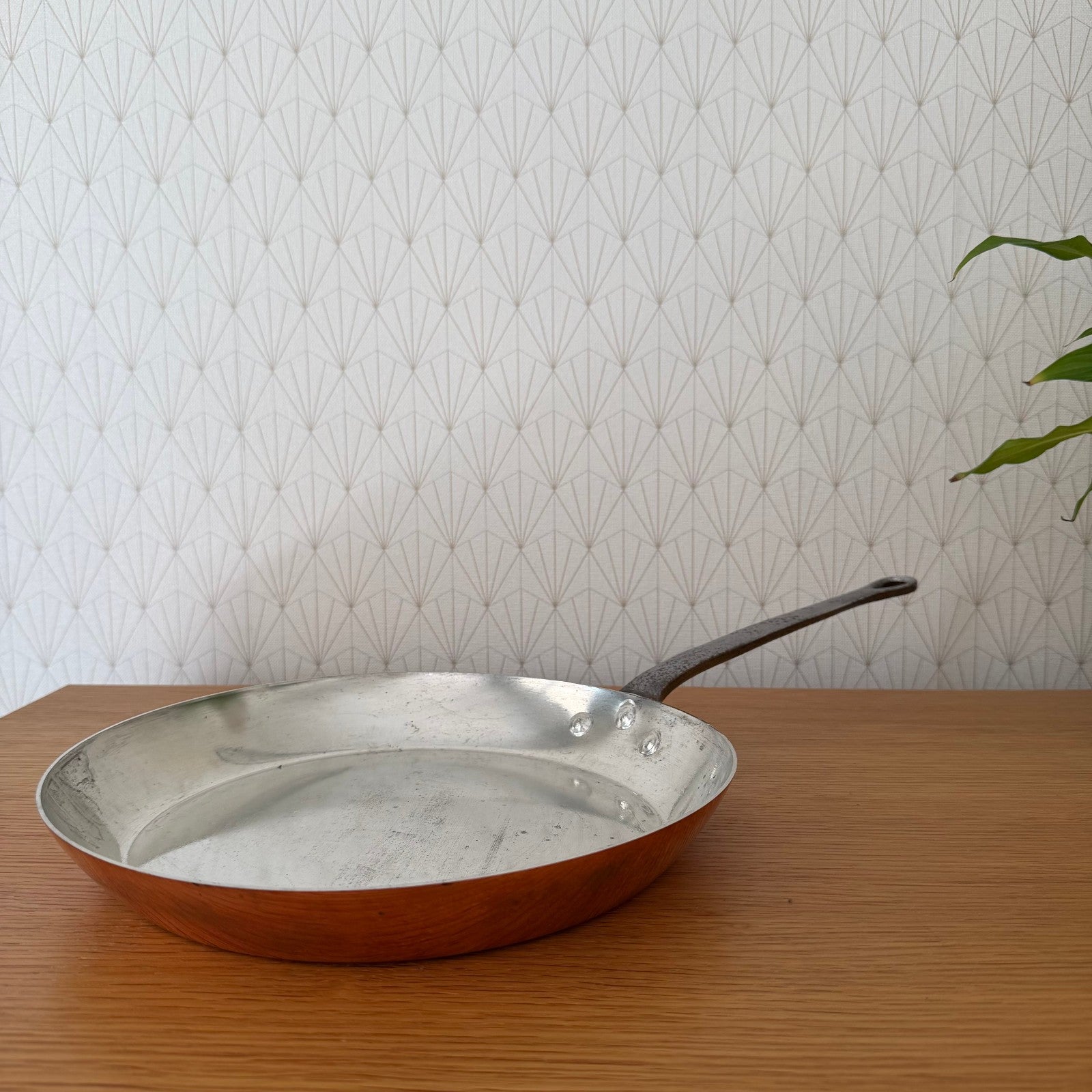 French Copper Frying Pan Villedieu Tin Lined Professional Cookware 0810255 Unbranded