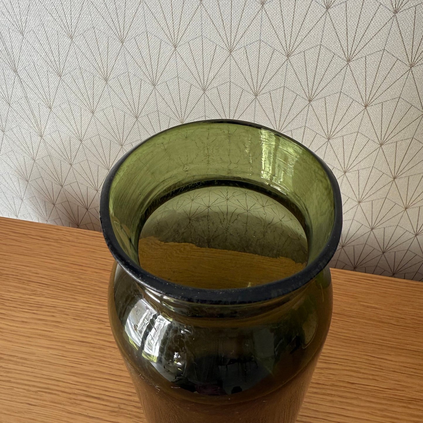 Antique French Hand Blown Green Glass Pickling Truffle Bocal Jar 11 1/2"08092510