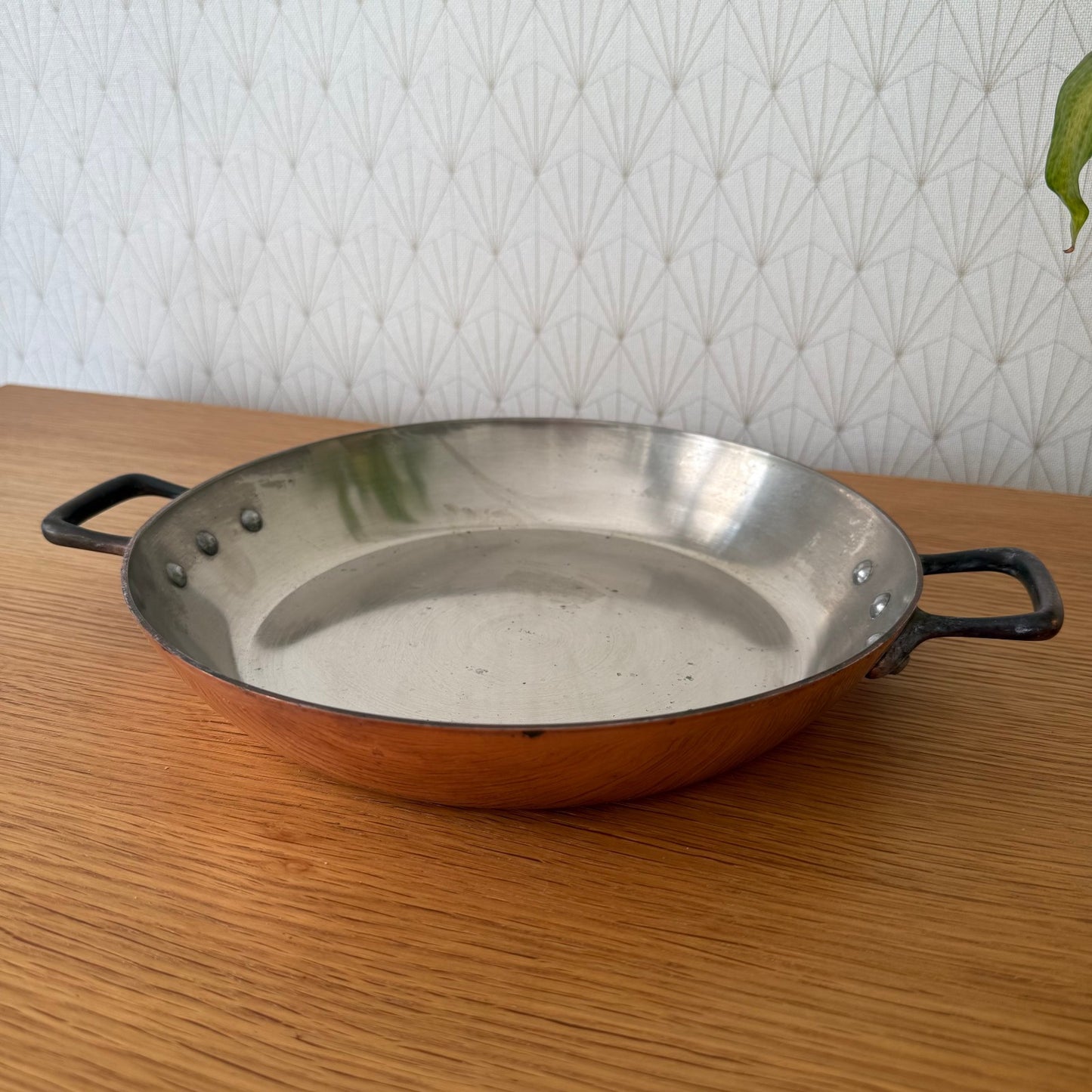 Vintage French round au Gratin pan lined copper 10"  LE GOURMET 2507252