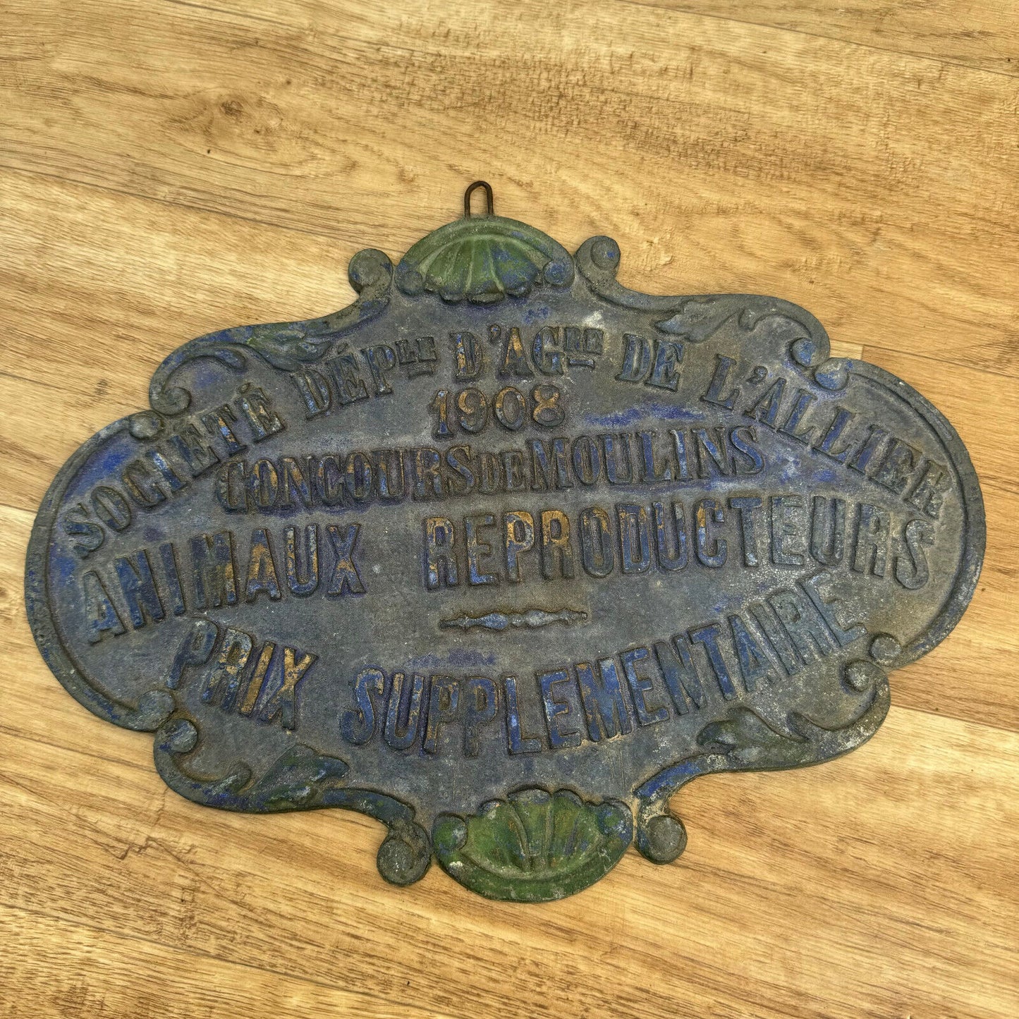 FRENCH VINTAGE AGRICULTURE PLAQUE TROPHY AWARD ANIMALS PRIZE SIGN 1908 0309242 - Fleamarketfrance