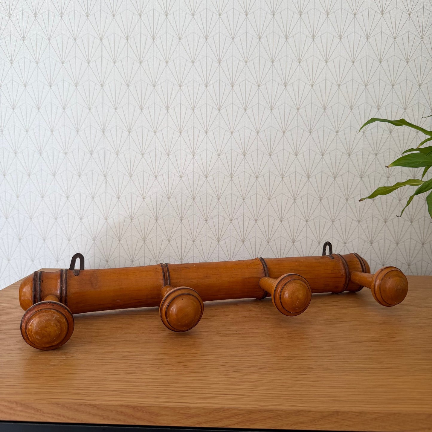 Antique French Coat Hook Hat 4 Pegs Hanger Faux Bamboo rack 0810256