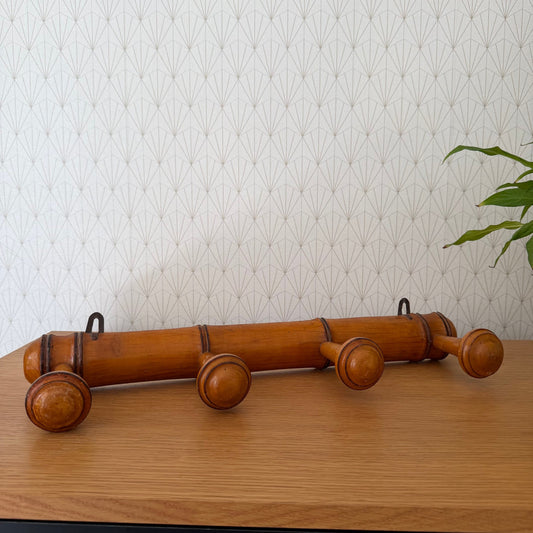 Antique French Coat Hook Hat 4 Pegs Hanger Faux Bamboo rack 0810256