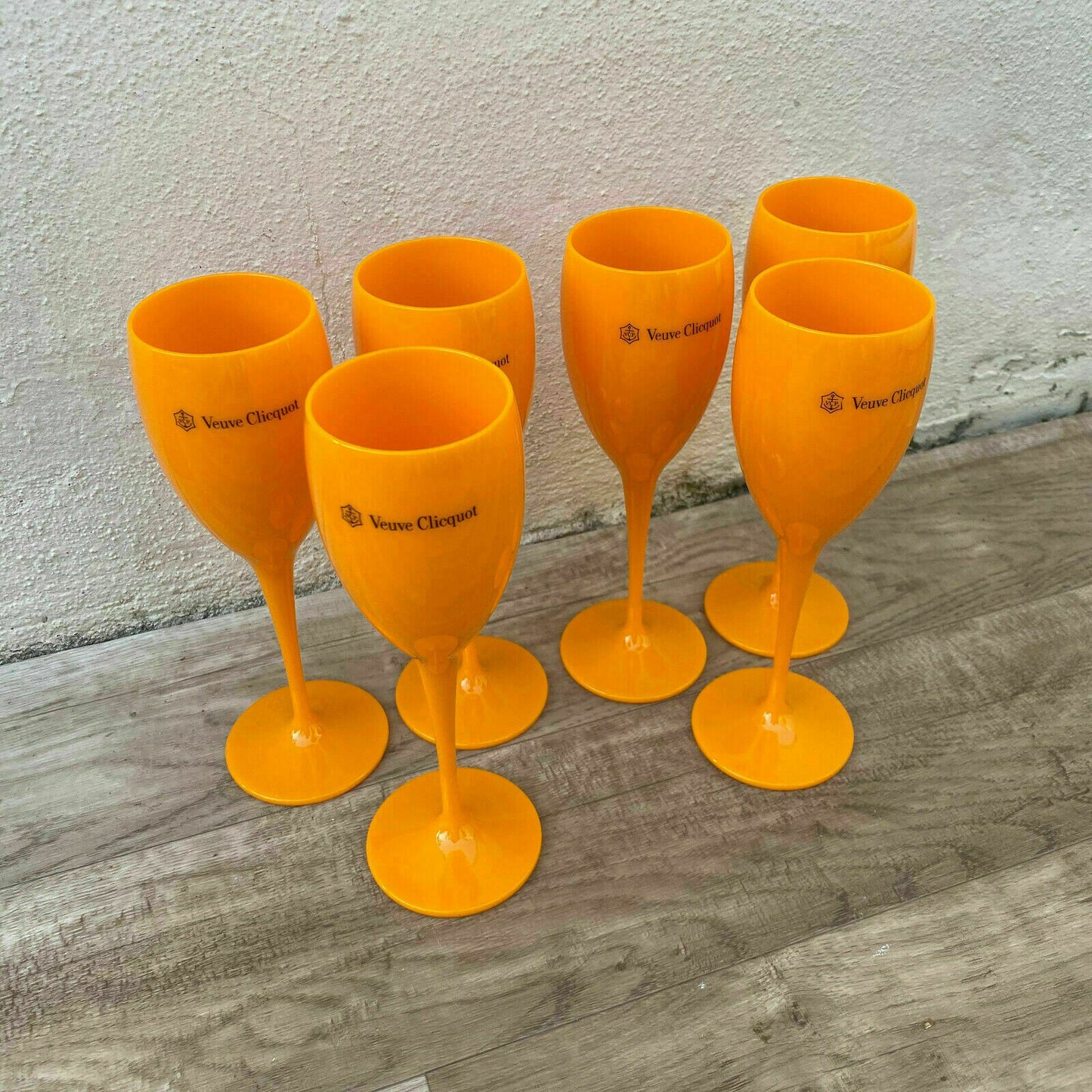 Veuve Clicquot Orange Champagne Flutes Set 6 Acrylic French Glasses 1206254 Veuve Clicquot
