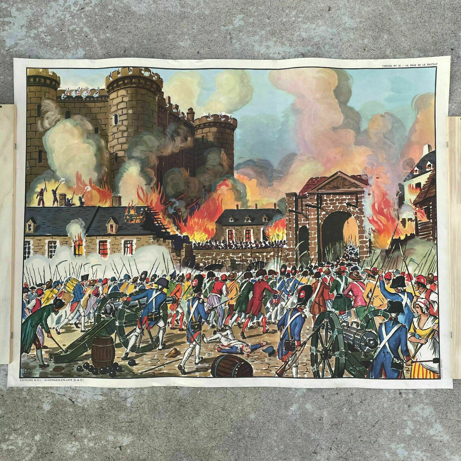 Vintage French Revolution Poster Double Sided School Chart 1950s 05112119 Fleamarketfrance