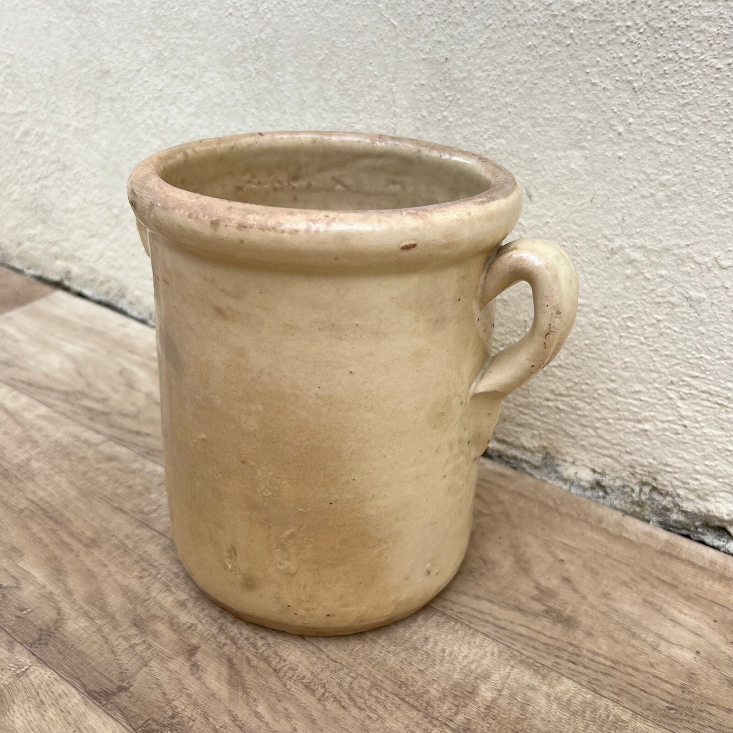 French Confit Pot Antique Stoneware Salt Curing Jar Handles 1107227 Unmarked