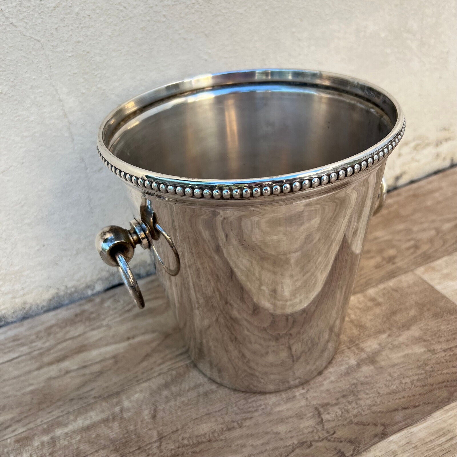Vintage French Champagne Silverplate Ice Bucket Cooler Pearl 24112427 - Fleamarketfrance