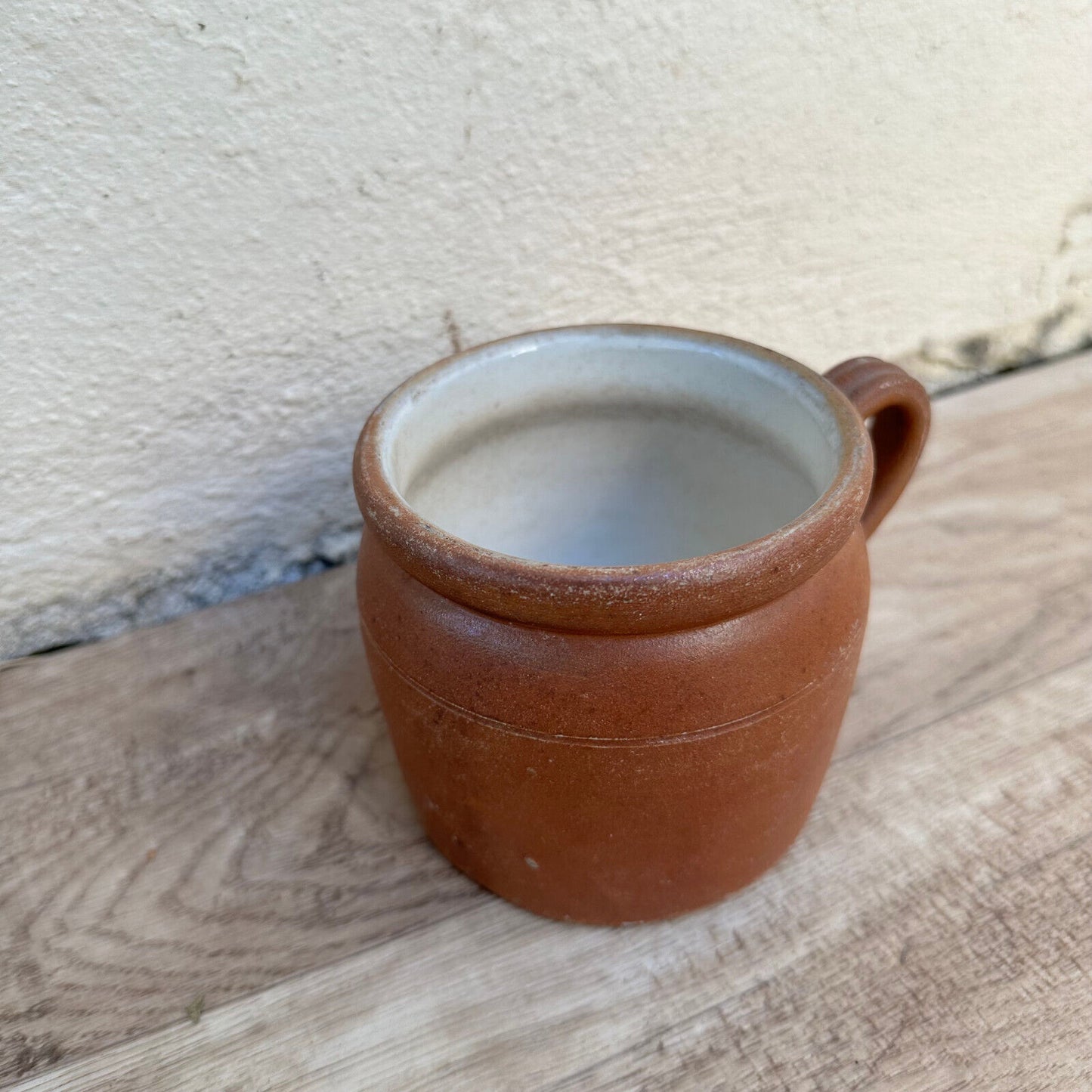 FRENCH VINTAGE confit jug mug cup glazed brown 01112321 - Fleamarketfrance