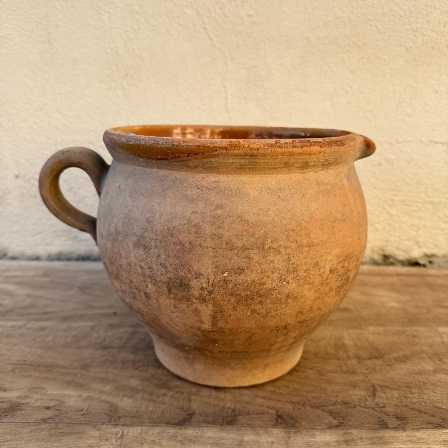French Antique Pottery Pitcher Stoneware Ceramic Jug Rustic 1302251 Unmarked