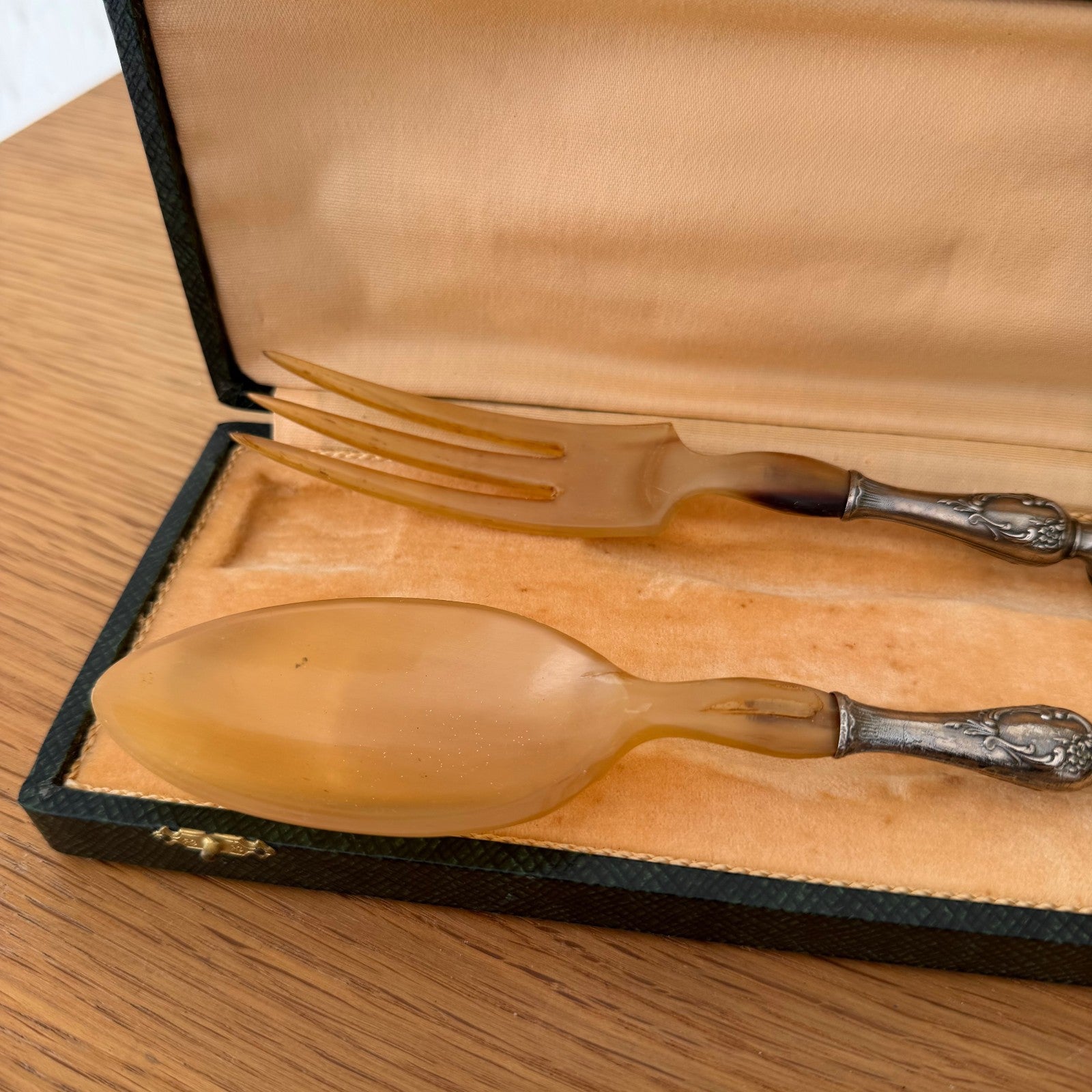 French Carving Set Horn Handles Silver Plated Boxed Vintage 2203268 Fleamarketfrance