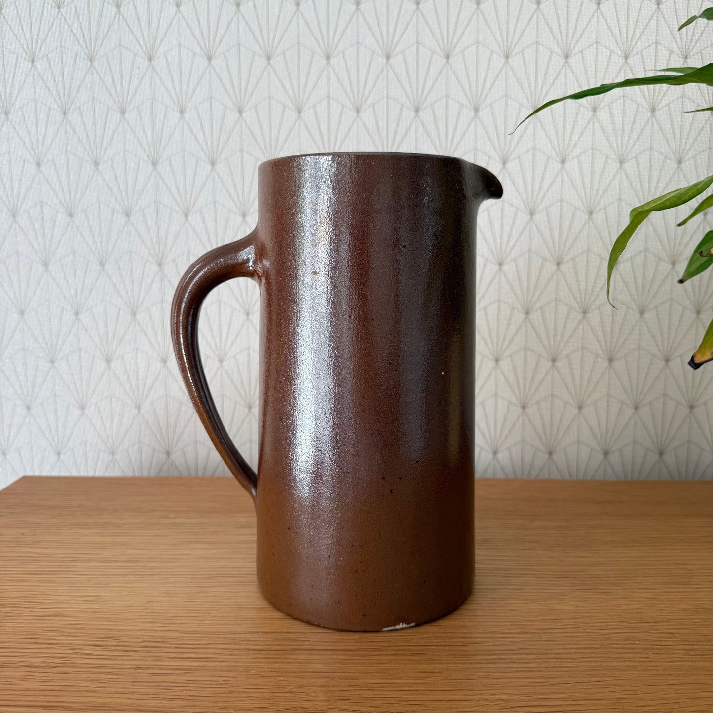 French VINTAGE STONEWARE brown pitcher 2608254