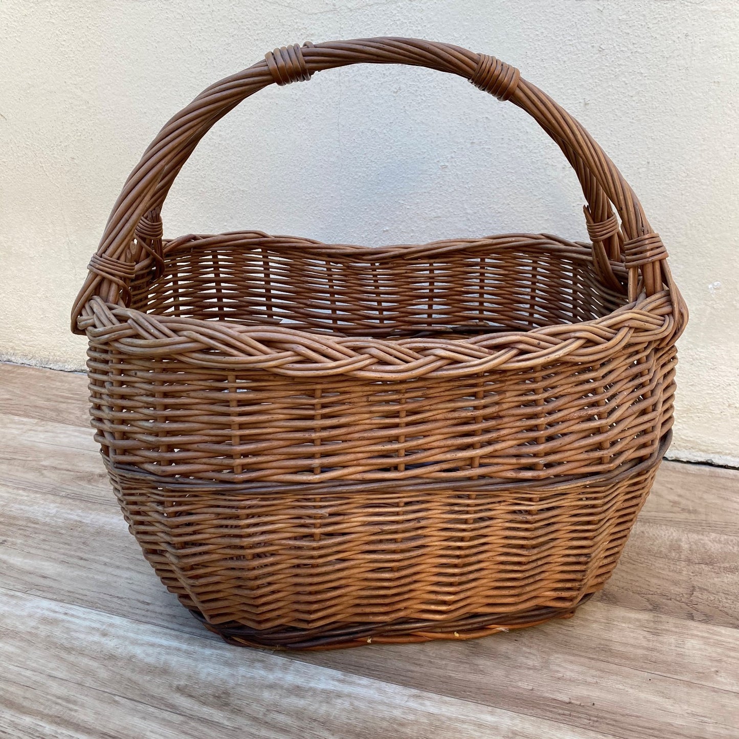 French Wicker Market Basket Vintage Large Rattan Handle 0407263 Fleamarketfrance