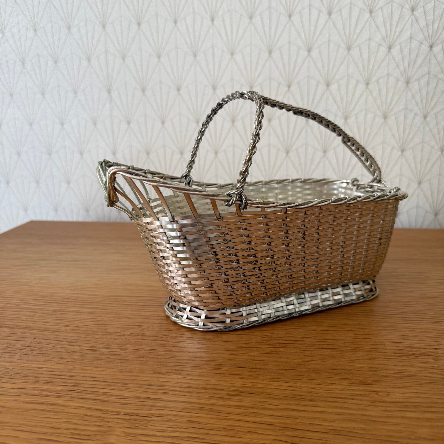 French Silver Plated Wine Basket Bottle Holder Serving Tray 12062517 Unbranded