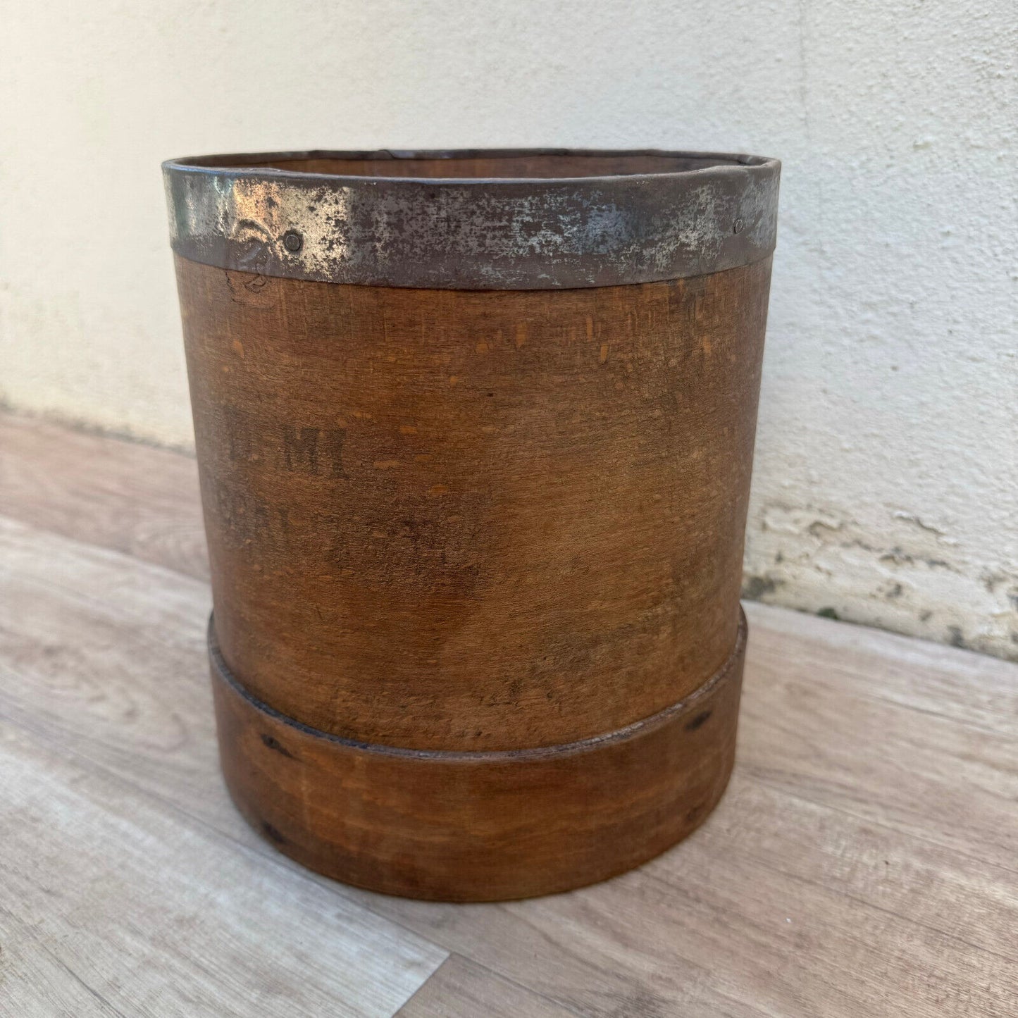 Antique Authentic French Wooden Pot Barrel Bucket Measuring Wheat Grain 2309248 - Fleamarketfrance