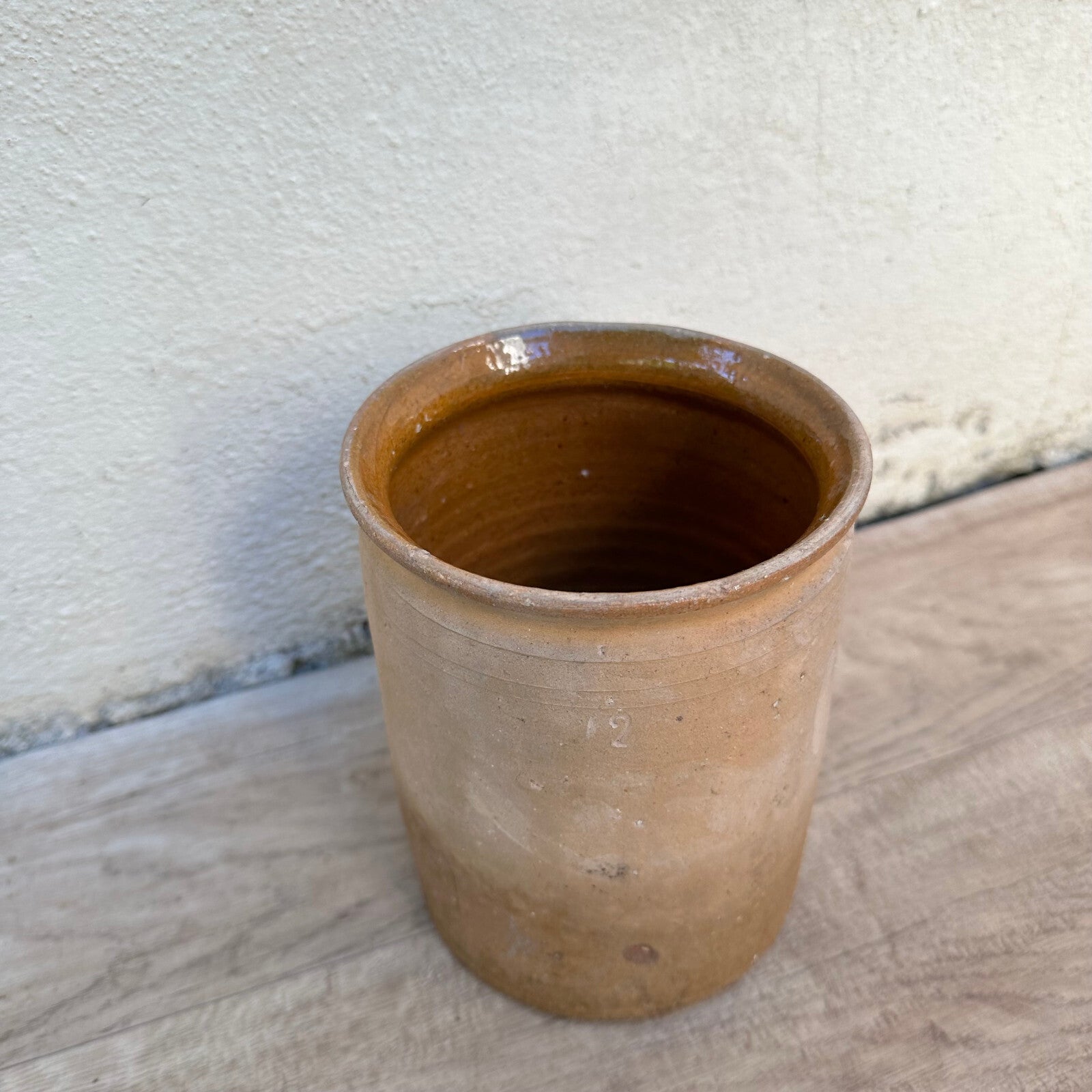HANDMADE GLAZED TERRA COTTA ANTIQUE FRENCH CONFIT POT 6 1/4" 1108232 Unmarked