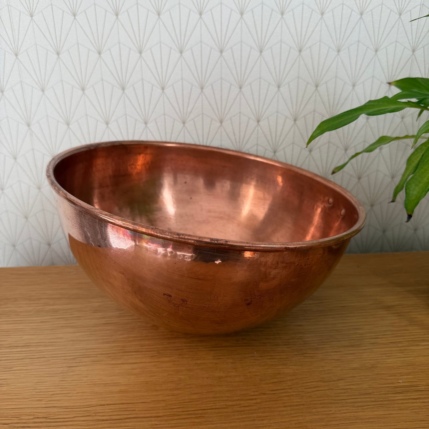 Vintage Large Copper French Mixing Bowl Cul de Poule FRANCE CHEF 111259