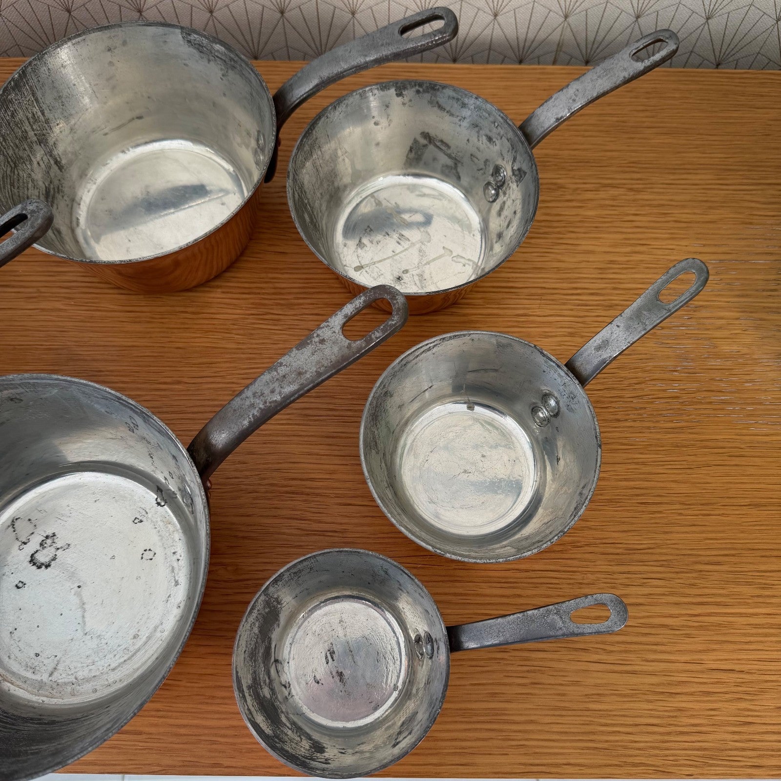 French Copper Pans Set Villedieu Serie Speciale Windsor 7 Piece 0505261 Unbranded