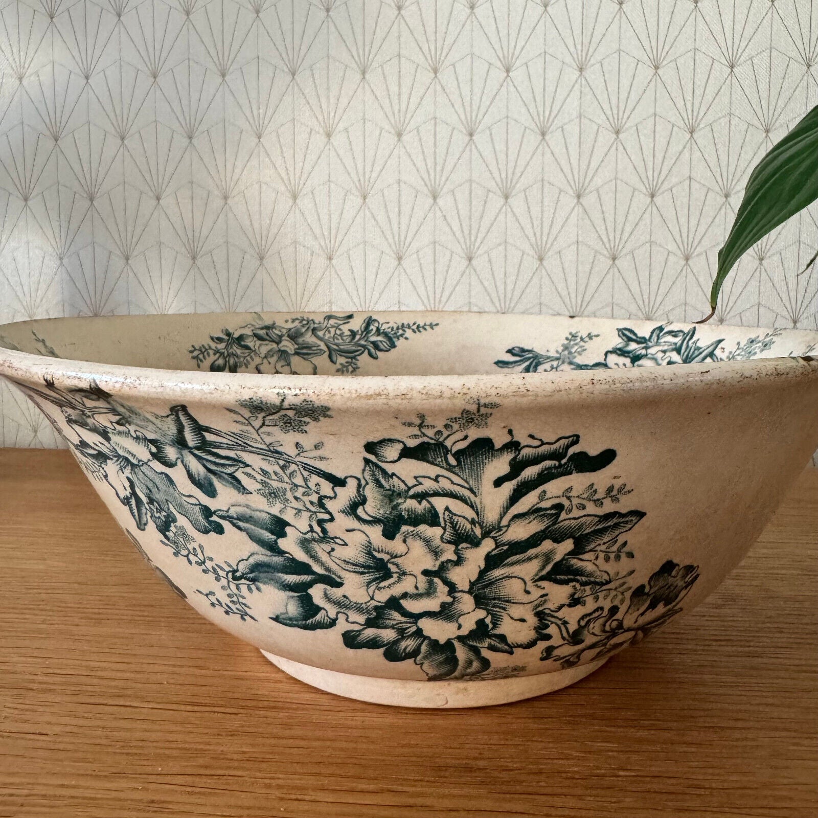 Vintage White Ironstone Bowl fruits Patina French Farmhouse Floral  0703248 - Fleamarketfrance