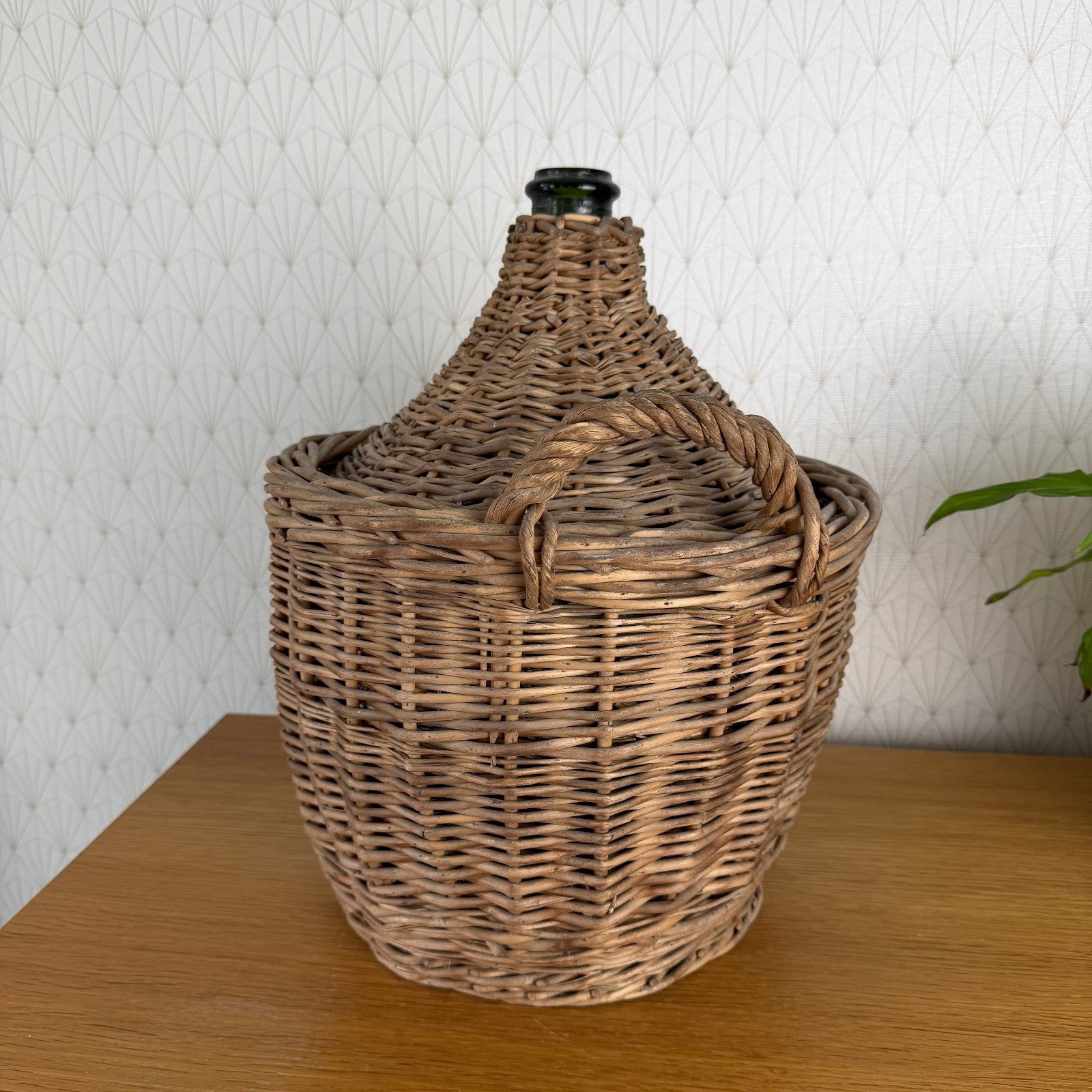 French Dame Jeanne Vintage Demijohn Green Glass Wicker Basket Bottle 2910251 Fleamarketfrance : French vintage and antique decor