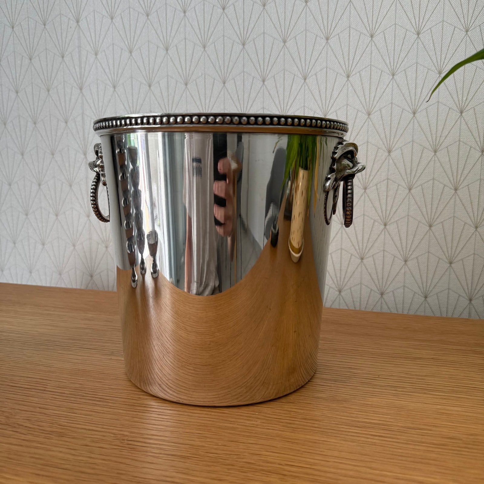 ERCUIS French Silver Plated Ice Bucket Lion Handles Champagne Cooler 0807254 Ercuis