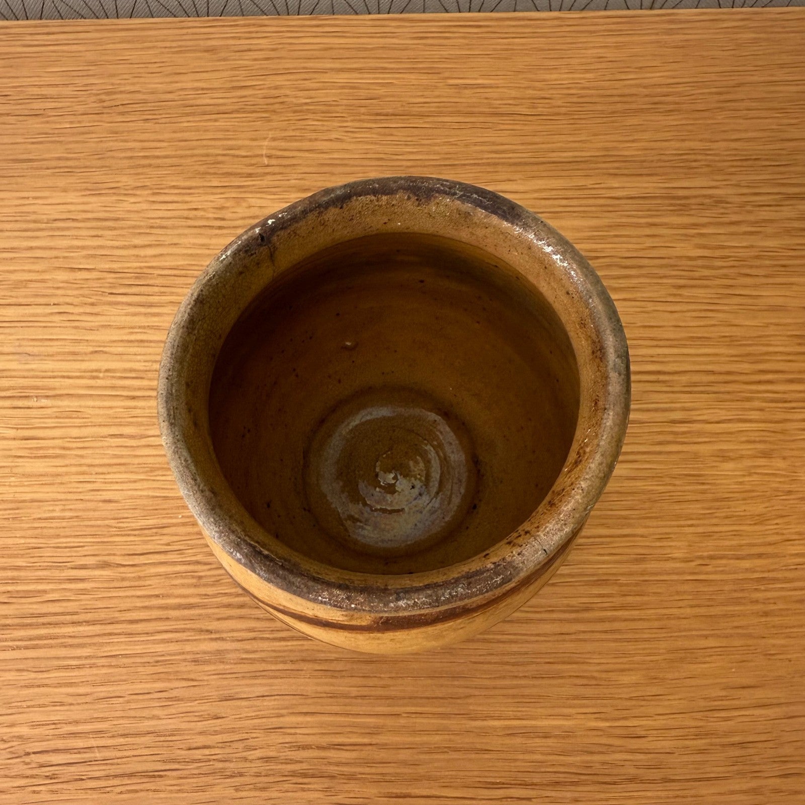 French Pottery Vase Brown Glazed Terracotta Antique Handmade 23072514 Unmarked