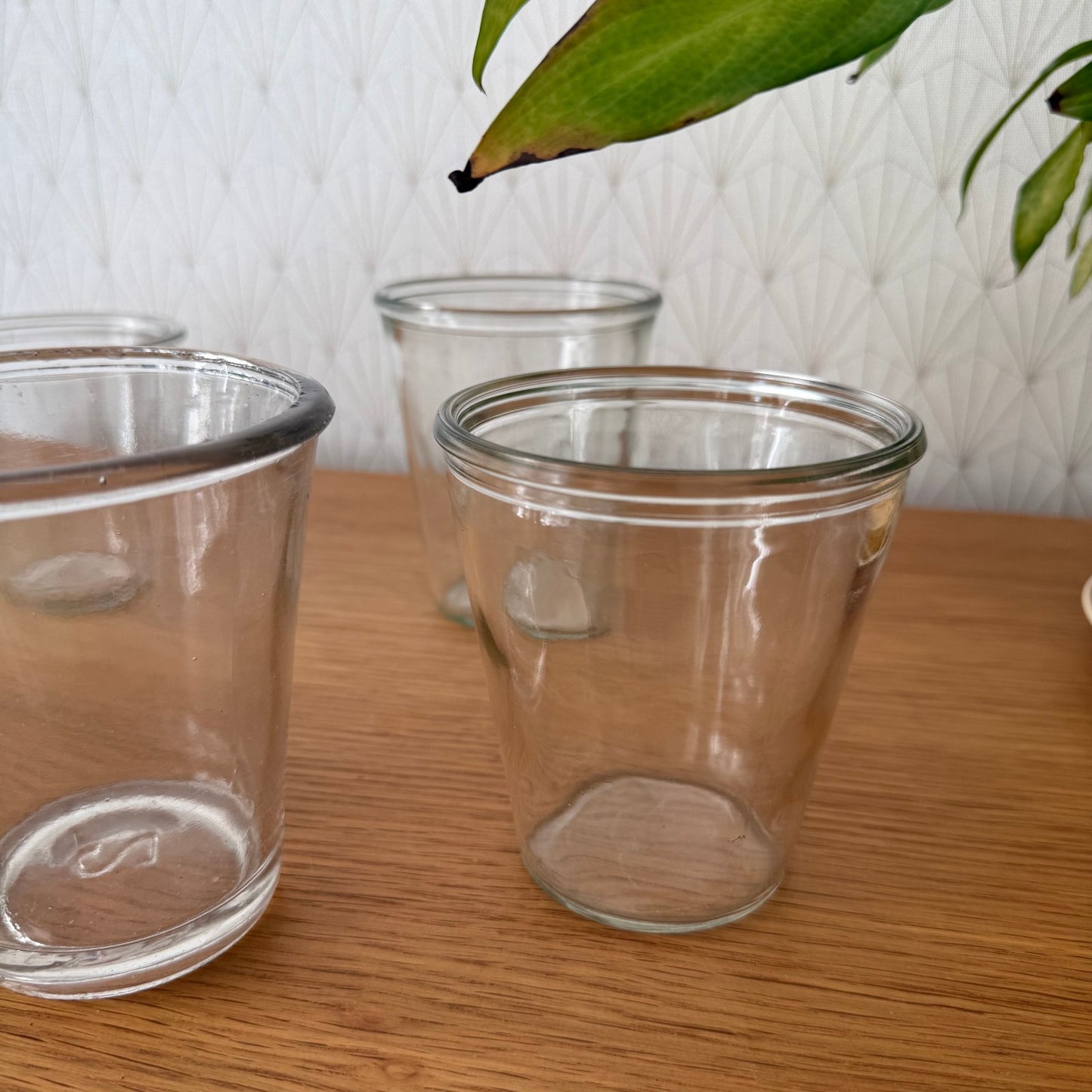 5 Vintage French Glass Jam Jelly Jar Pot Preserving Glass 2608256