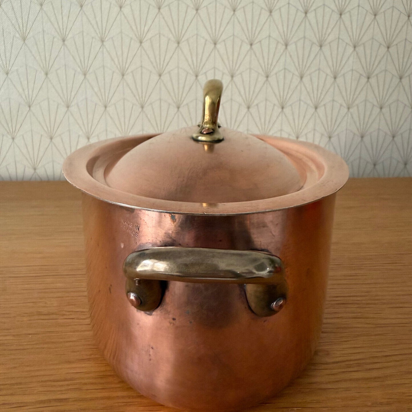 Vintage French stock pot Vtg Copper Cookware made in france 8 1/2" 0304258