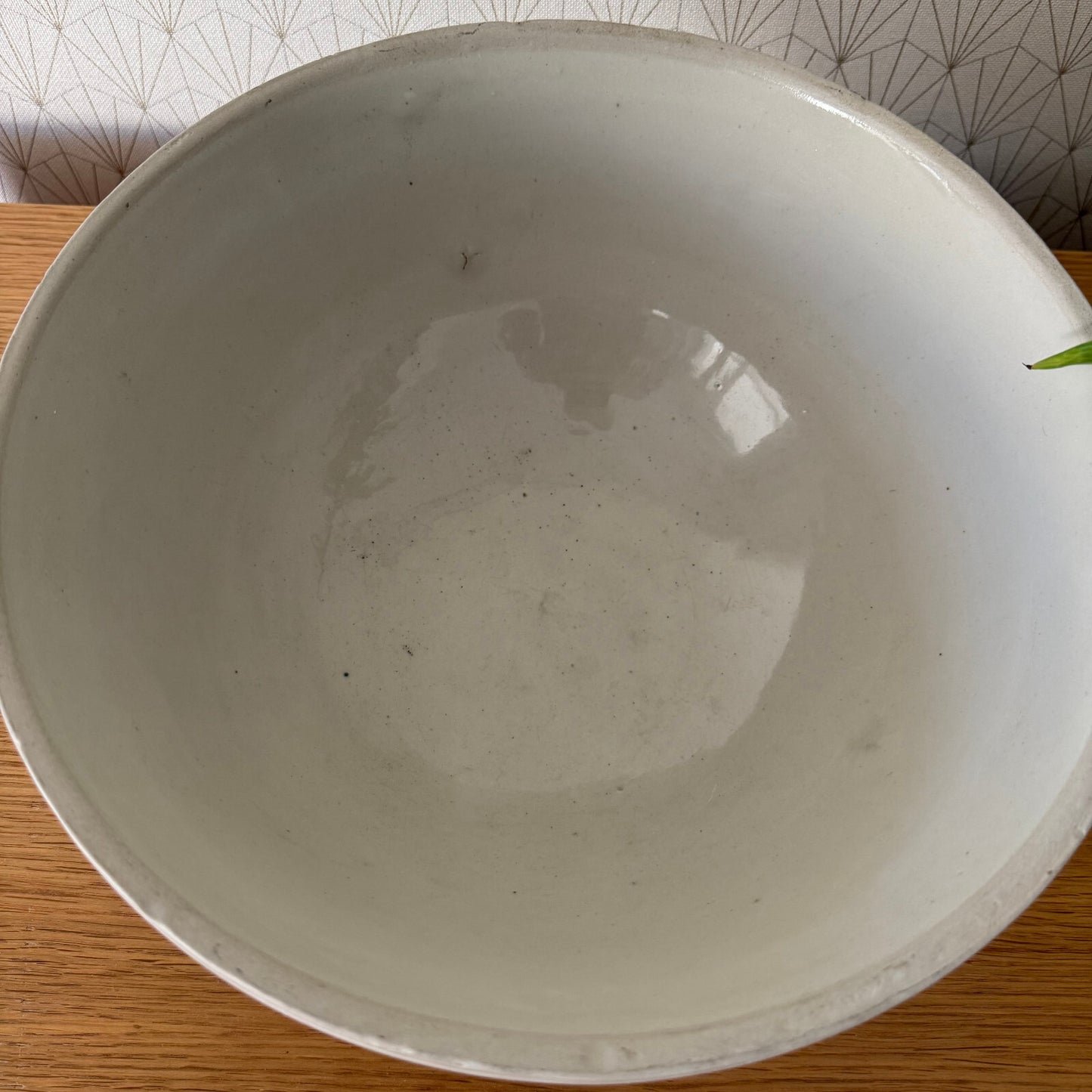 VINTAGE FRENCH STONEWARE SALAD MIXING BOWL TERRINE 13" 1904255