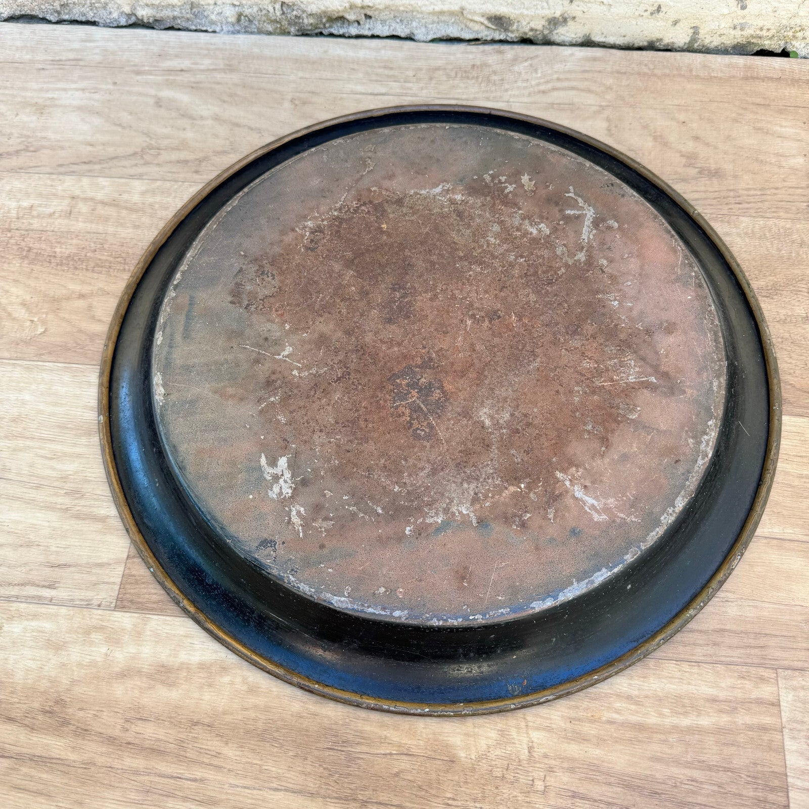 Vintage FRENCH NAPOLEON III PAINTED TOLE TRAY ROUND FLOWER MOTIF 1810231 Fleamarketfrance