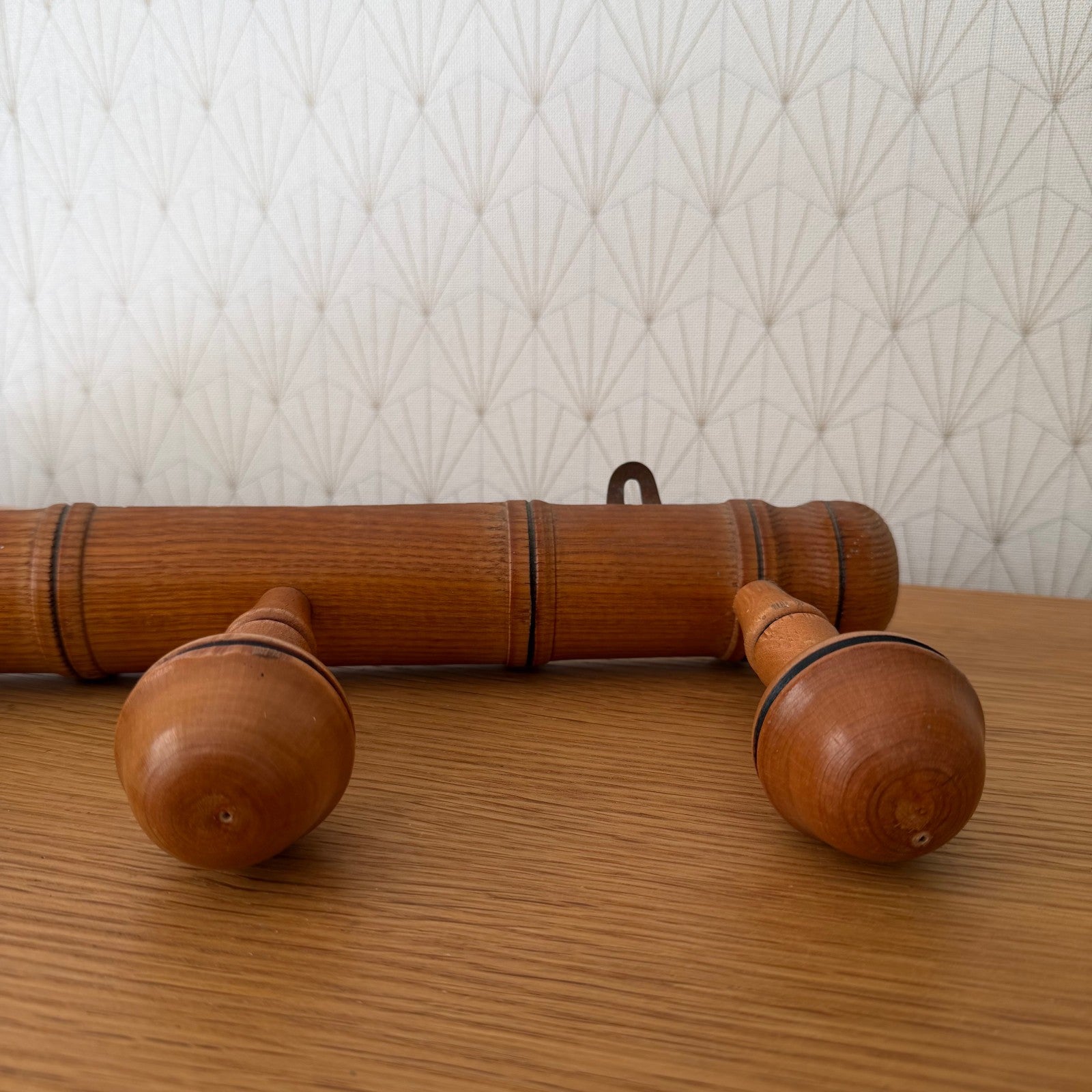 Antique Wooden French Coat Hook Hat 3 Pegs Hanger Faux Bamboo rack 2409251 Unbranded