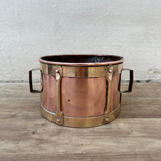 Vintage Copper Pot French Brass Handles 1920s Kitchen Vessel 0712231 Fleamarketfrance