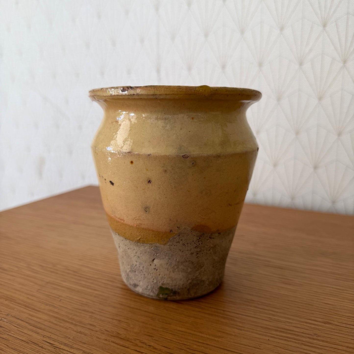 French Pottery Mustard Pot Terracotta Yellow Ochre Glaze 19th Century 1506266 Unmarked