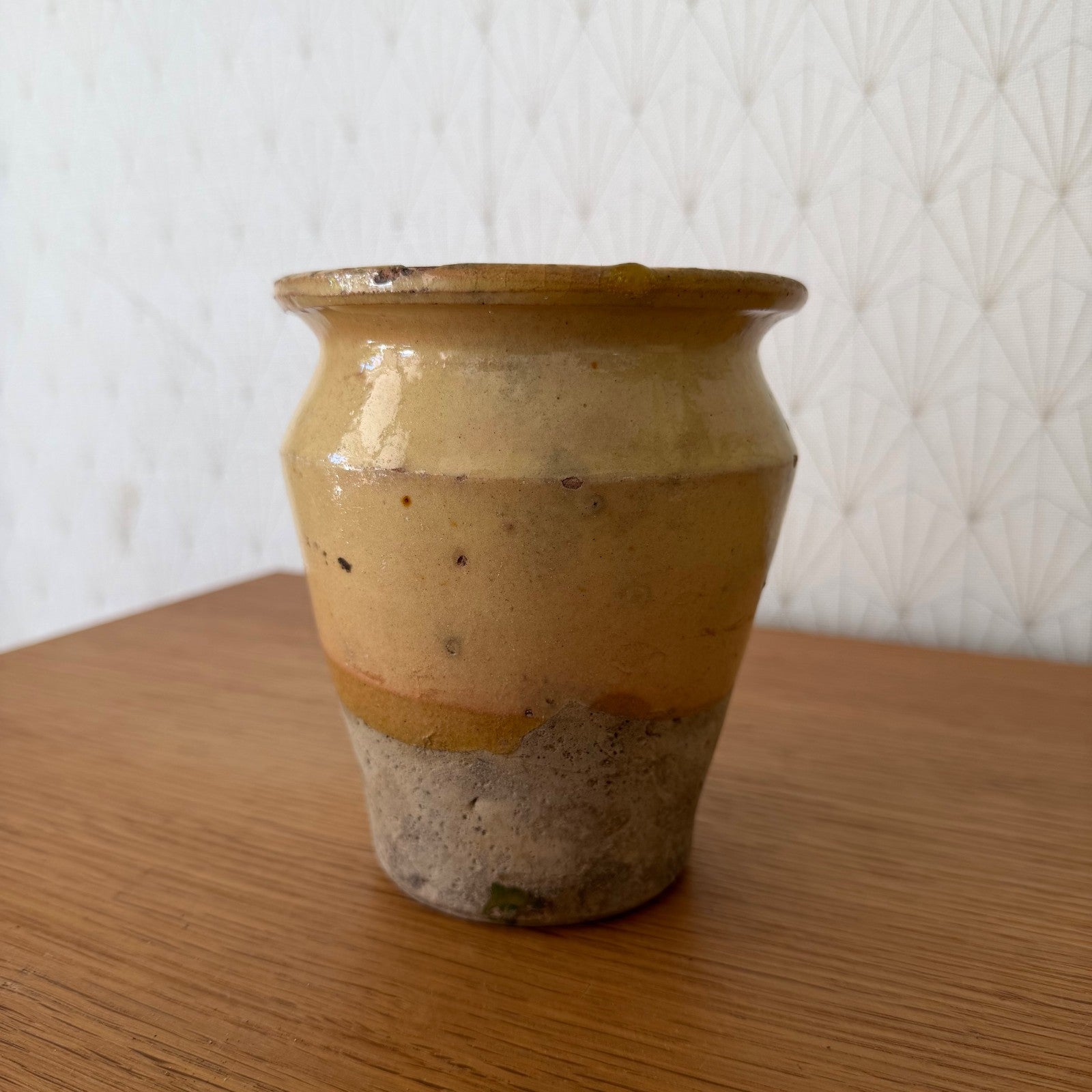 French Pottery Mustard Pot Terracotta Yellow Ochre Glaze 19th Century 1506266 Unmarked