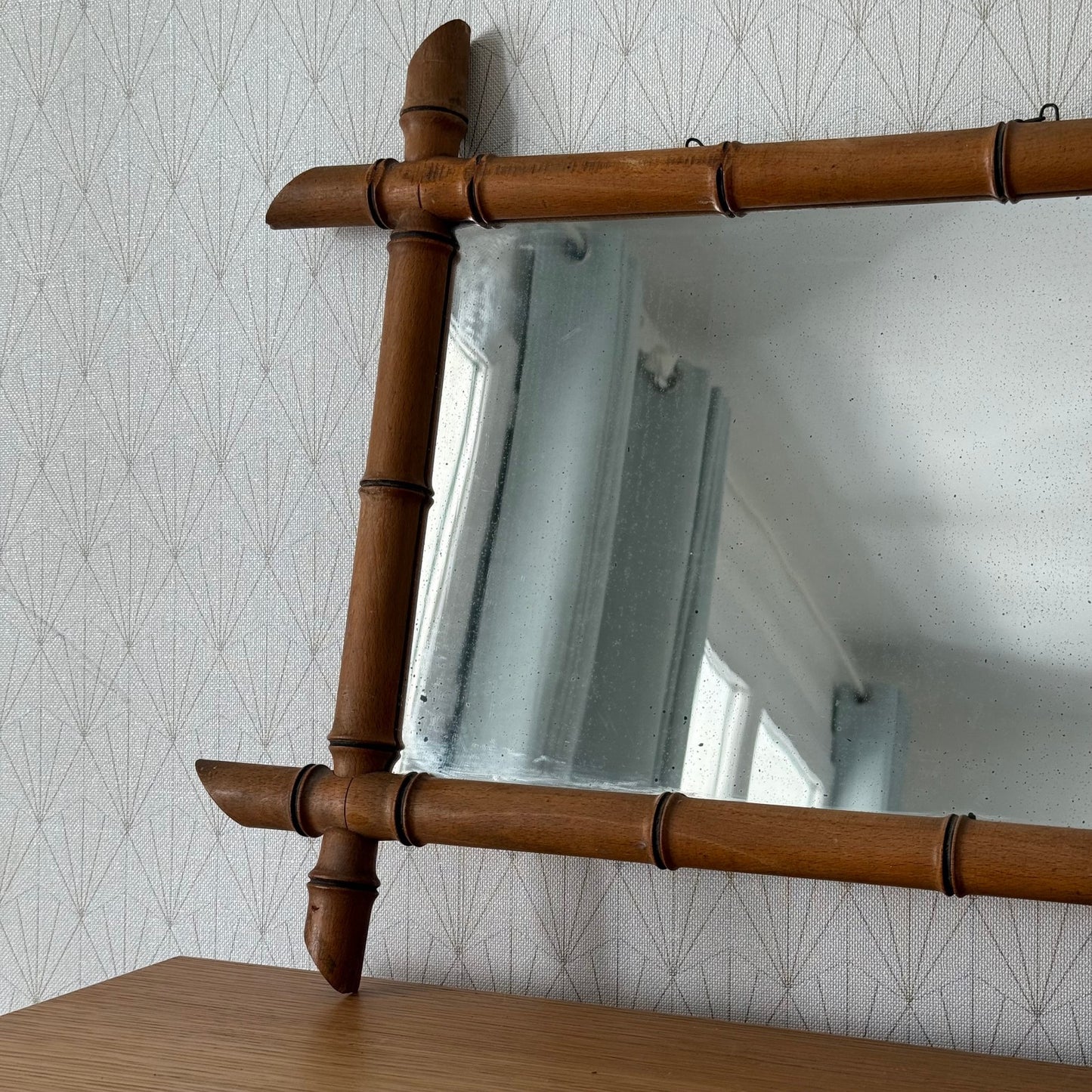 Vintage French wood faux bamboo  WALL-HANGING MIRROR 03072514