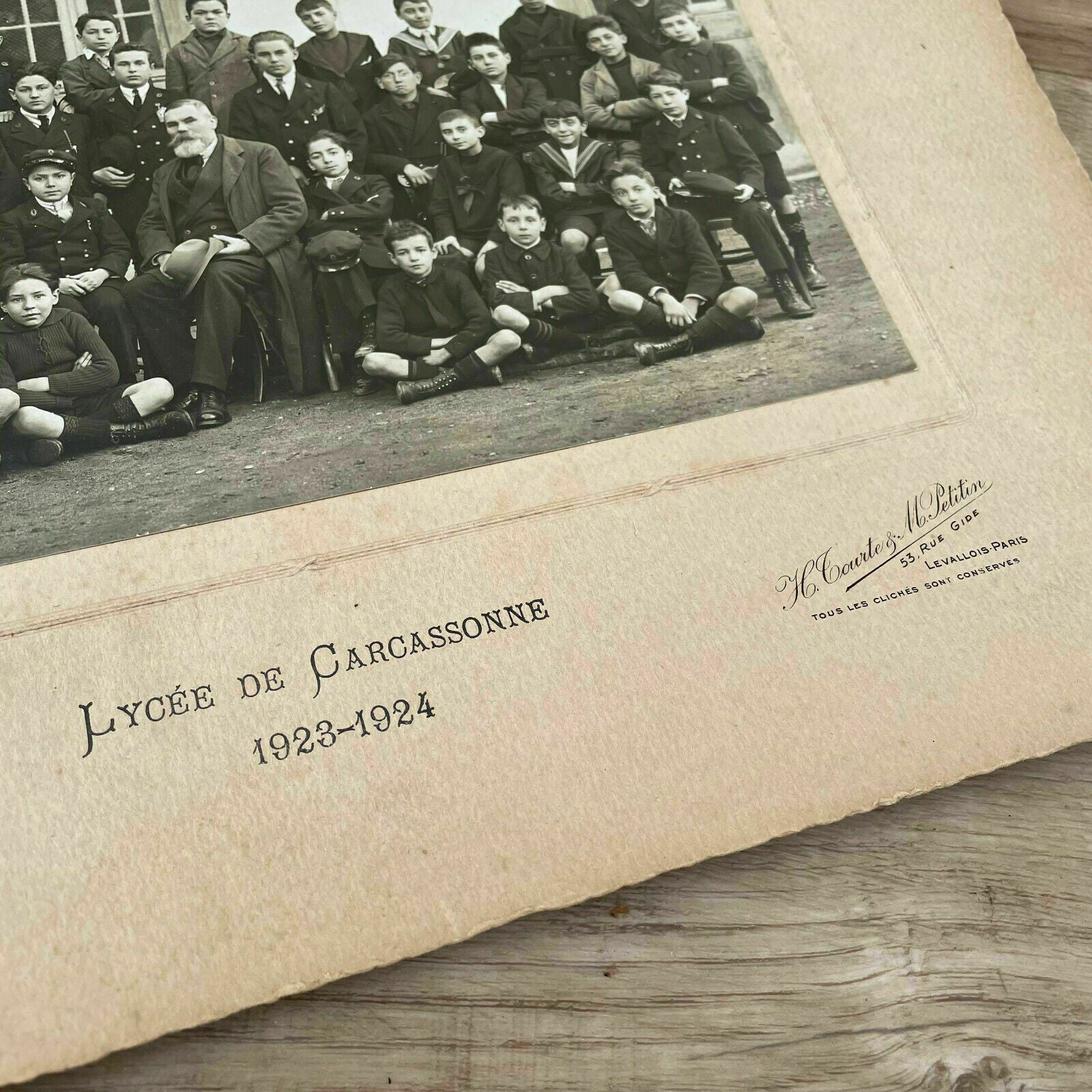 Vintage French School Class Getting Picture Photo Carcassonne 1924 15022123 - Fleamarketfrance