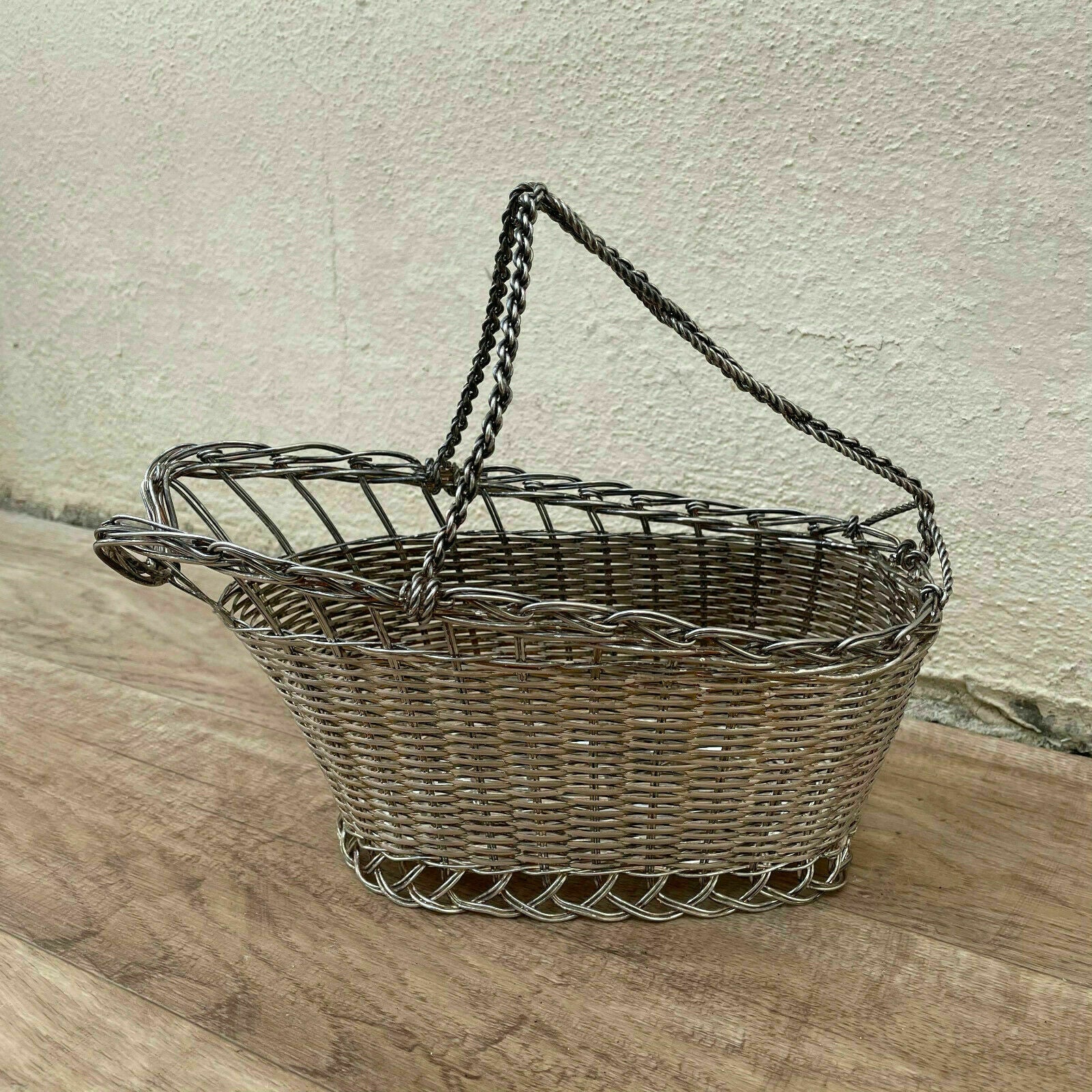 French Wire Basket Vintage Metal Serving Bottle Holder Rustic 1405219 Handmade
