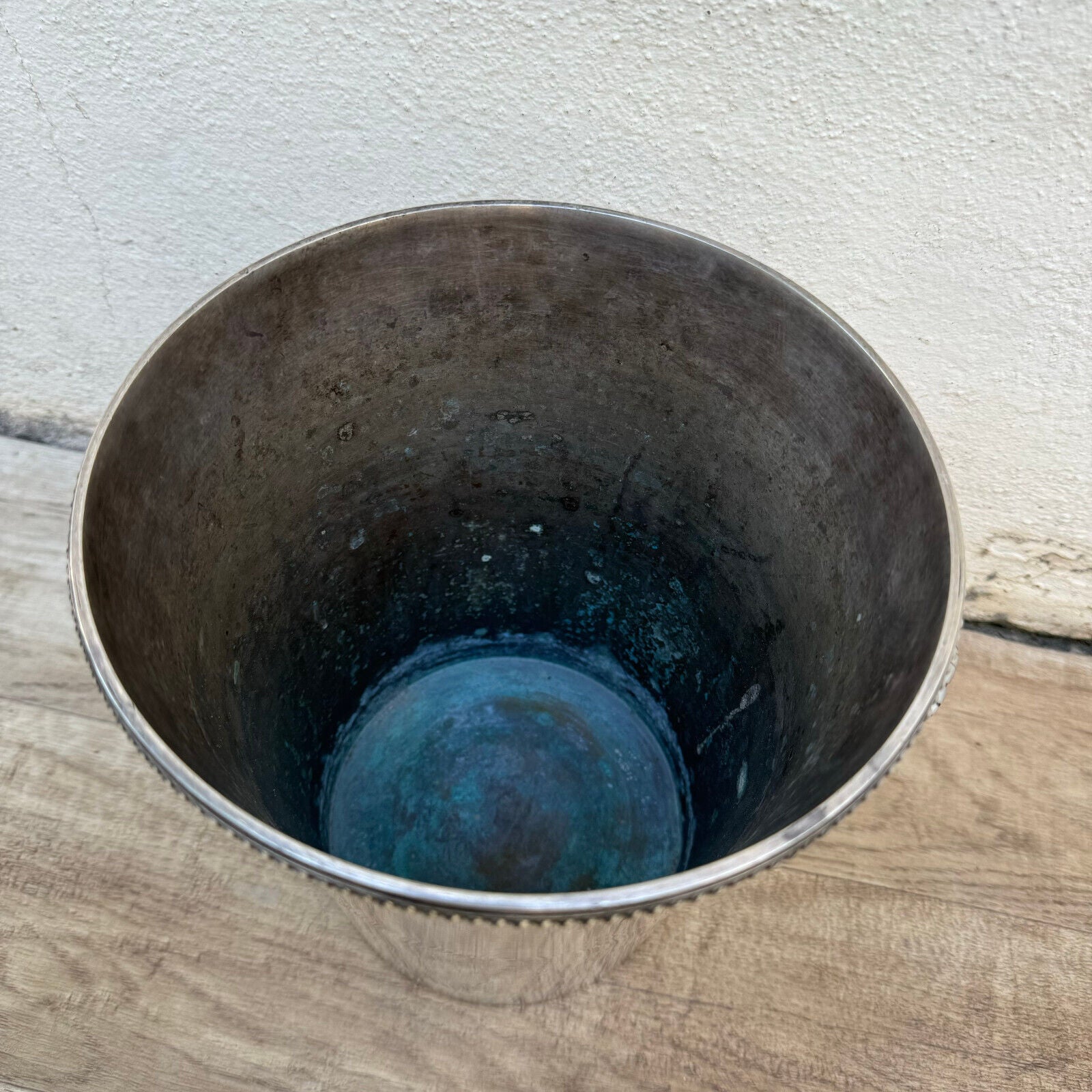 Vintage French Champagne Silverplate Ice Bucket Cooler Pearl 1012241 - Fleamarketfrance