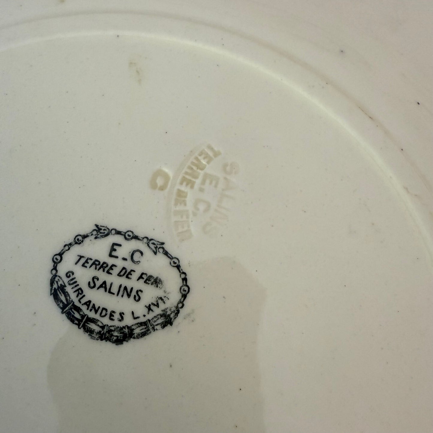 4 Dinner plates decor garlands Louis XVI Salins ironstone 19thcentury 0505253