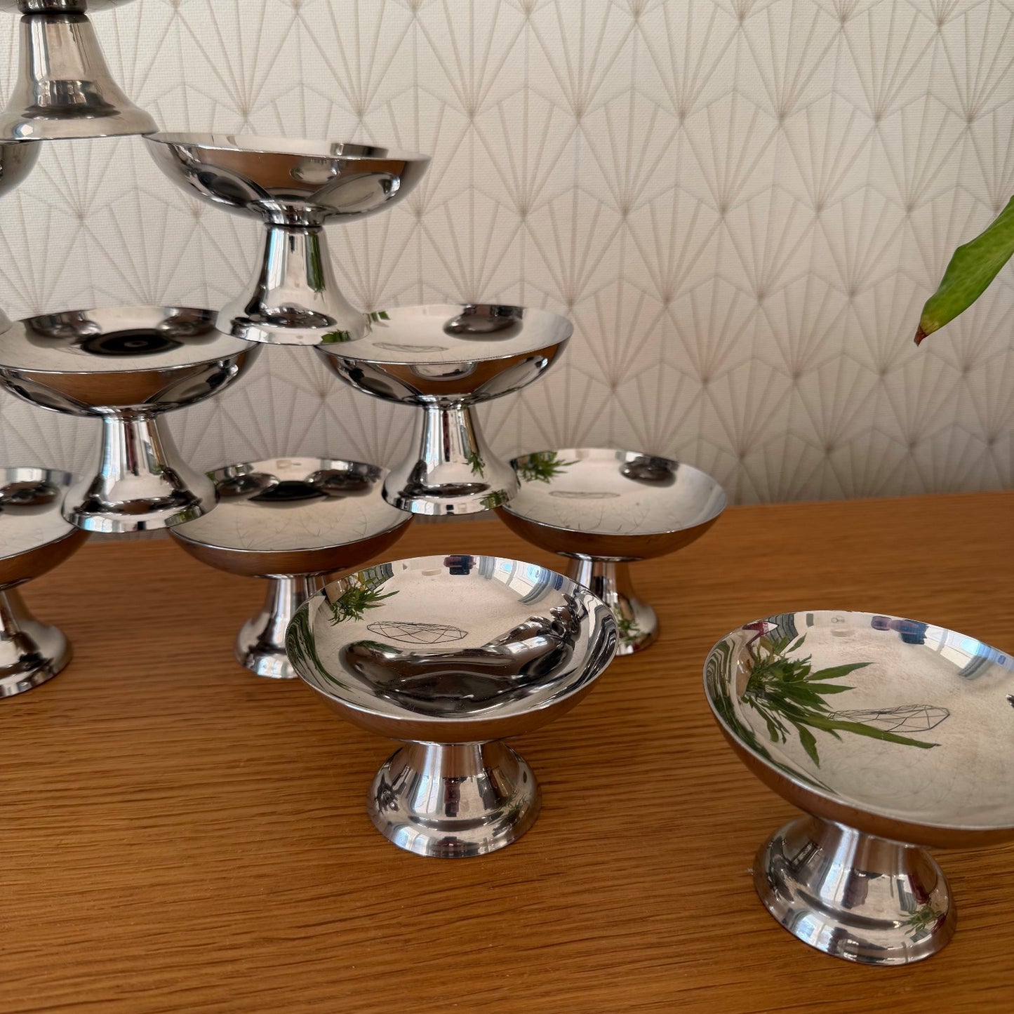 Set Of 12 Vintage Inox European Stainless Goblet Ice Cream Cup 0101265 Stainless