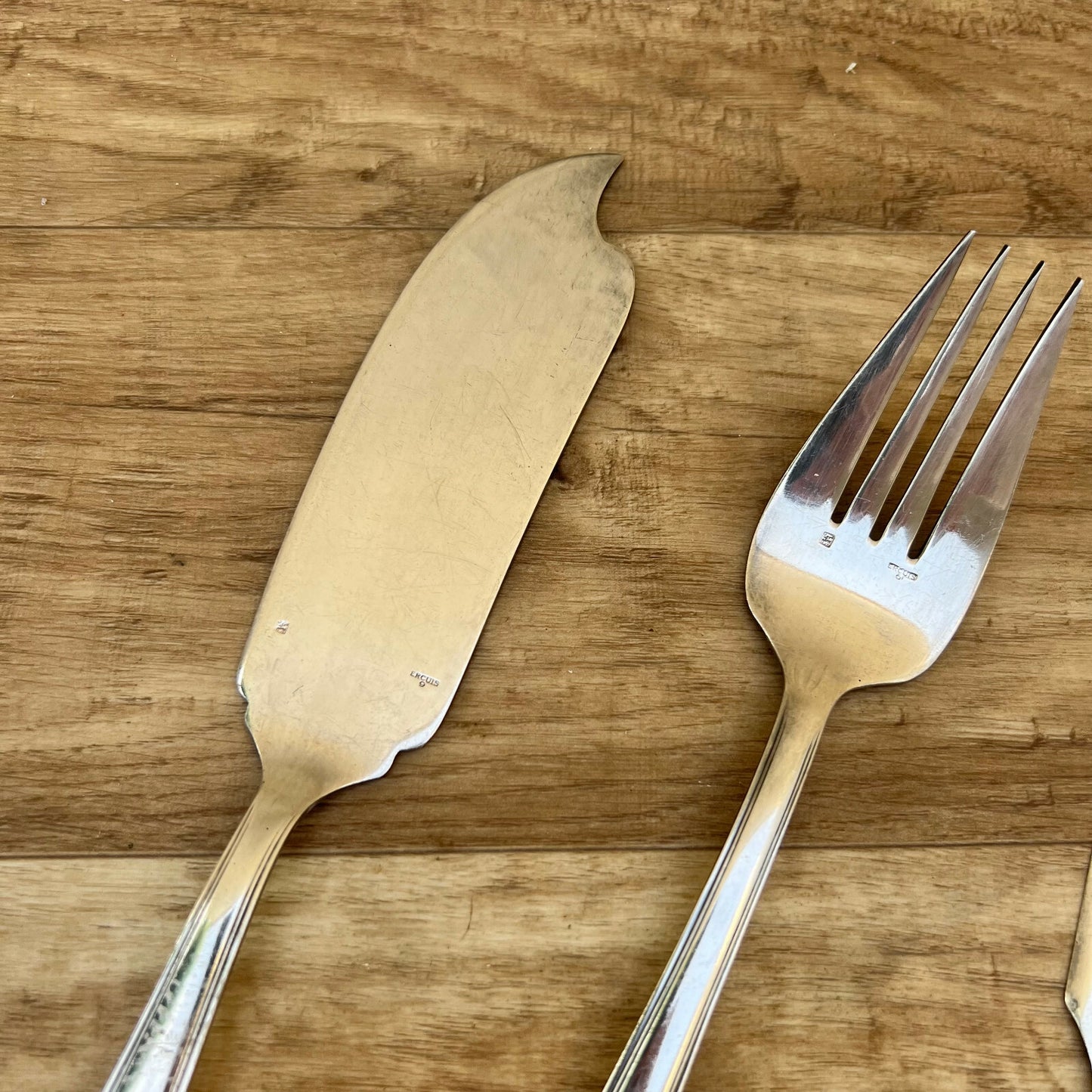 French Silver Fish Servers ERCUIS Vintage Serving Set 3pc Flatware 2305226 Ercuis